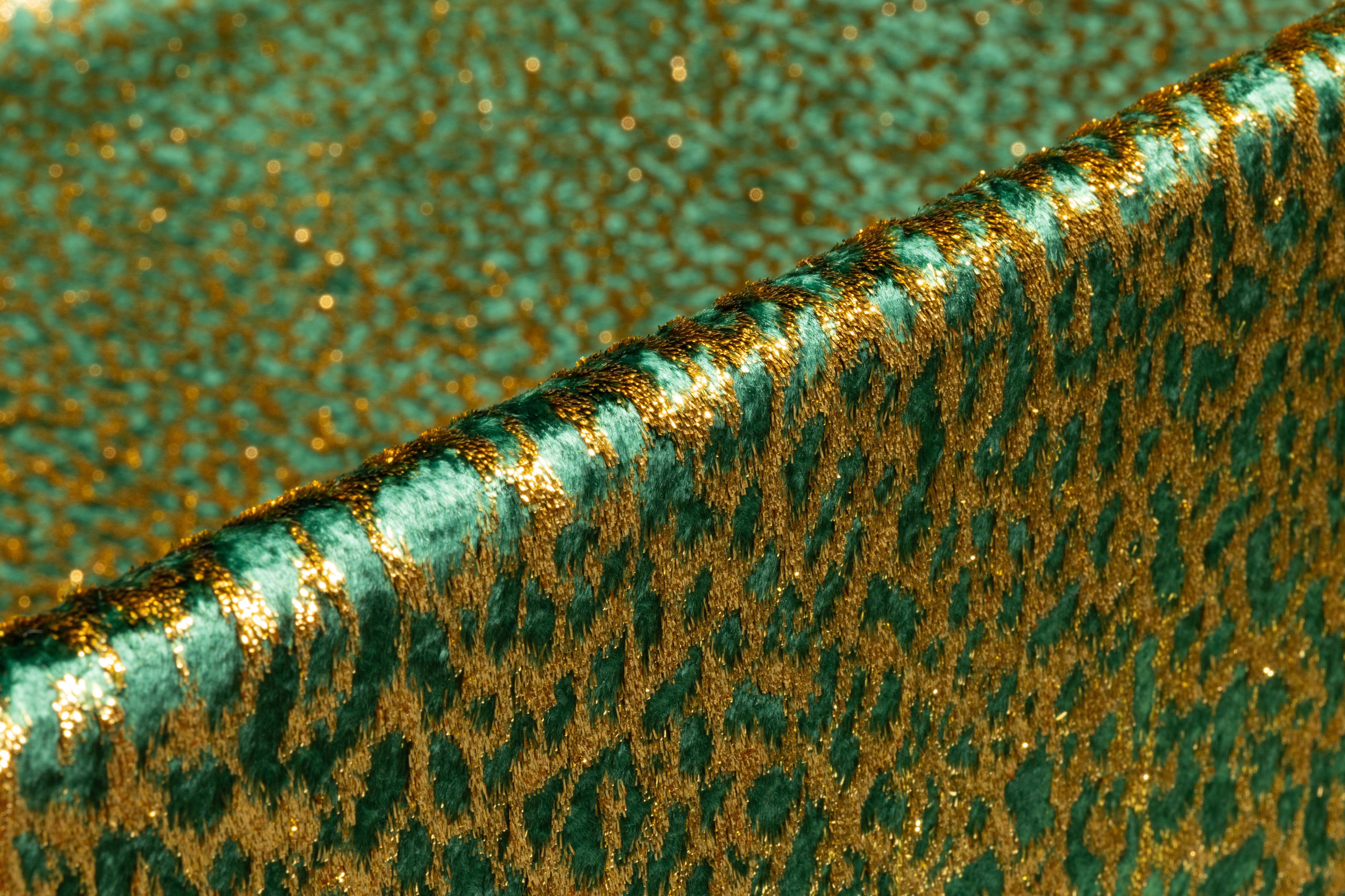 Metallic Italian Silk Viscose Velvet - Emerald Green / Gold