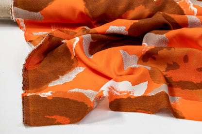 Abstract Printed Italian Viscose - Orange