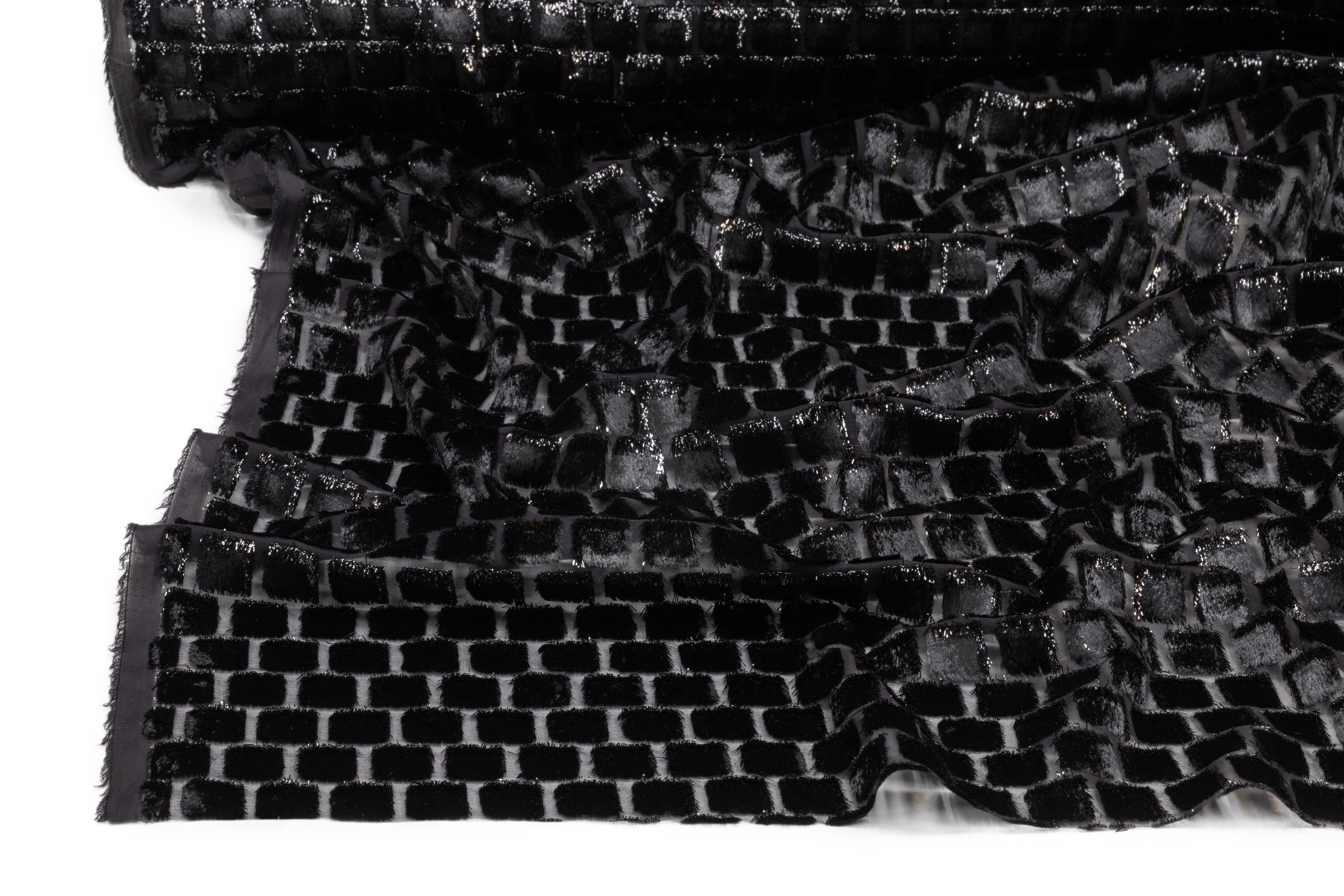 Metallic Italian Silk Viscose Fil Coupé - Black