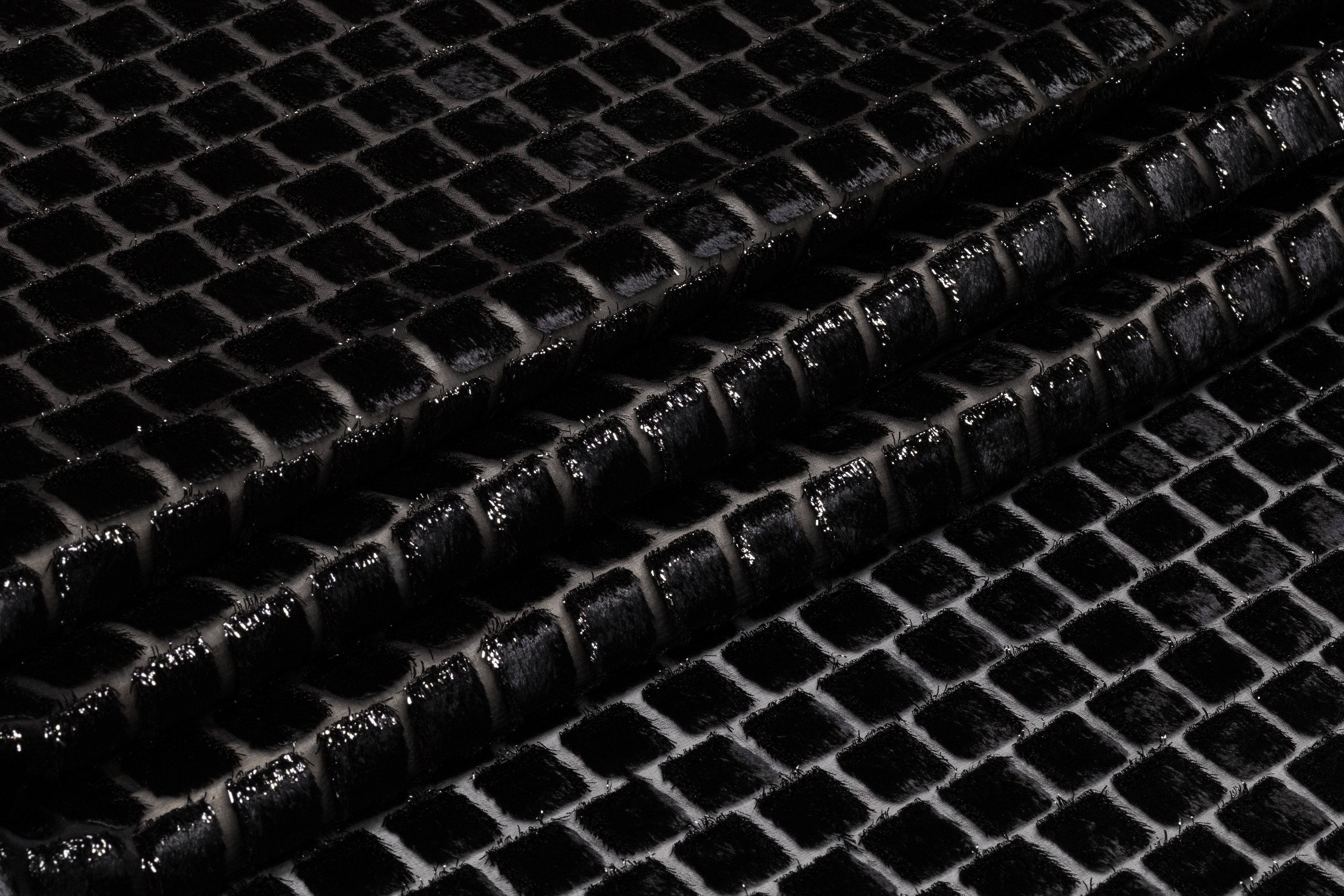 Metallic Italian Silk Viscose Fil Coupé - Black