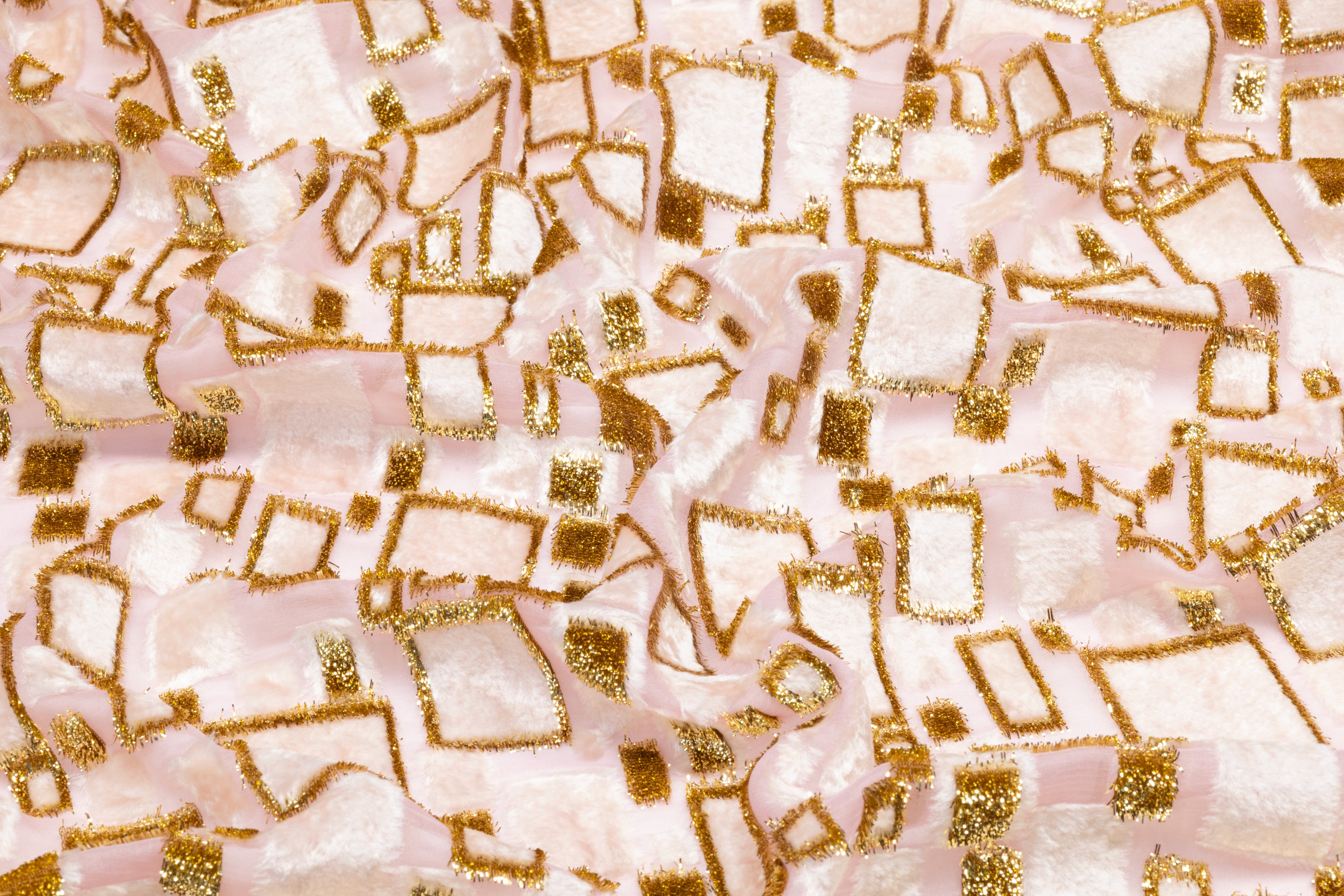 Metallic Italian Silk Viscose Fil Coupé - Pink / Gold