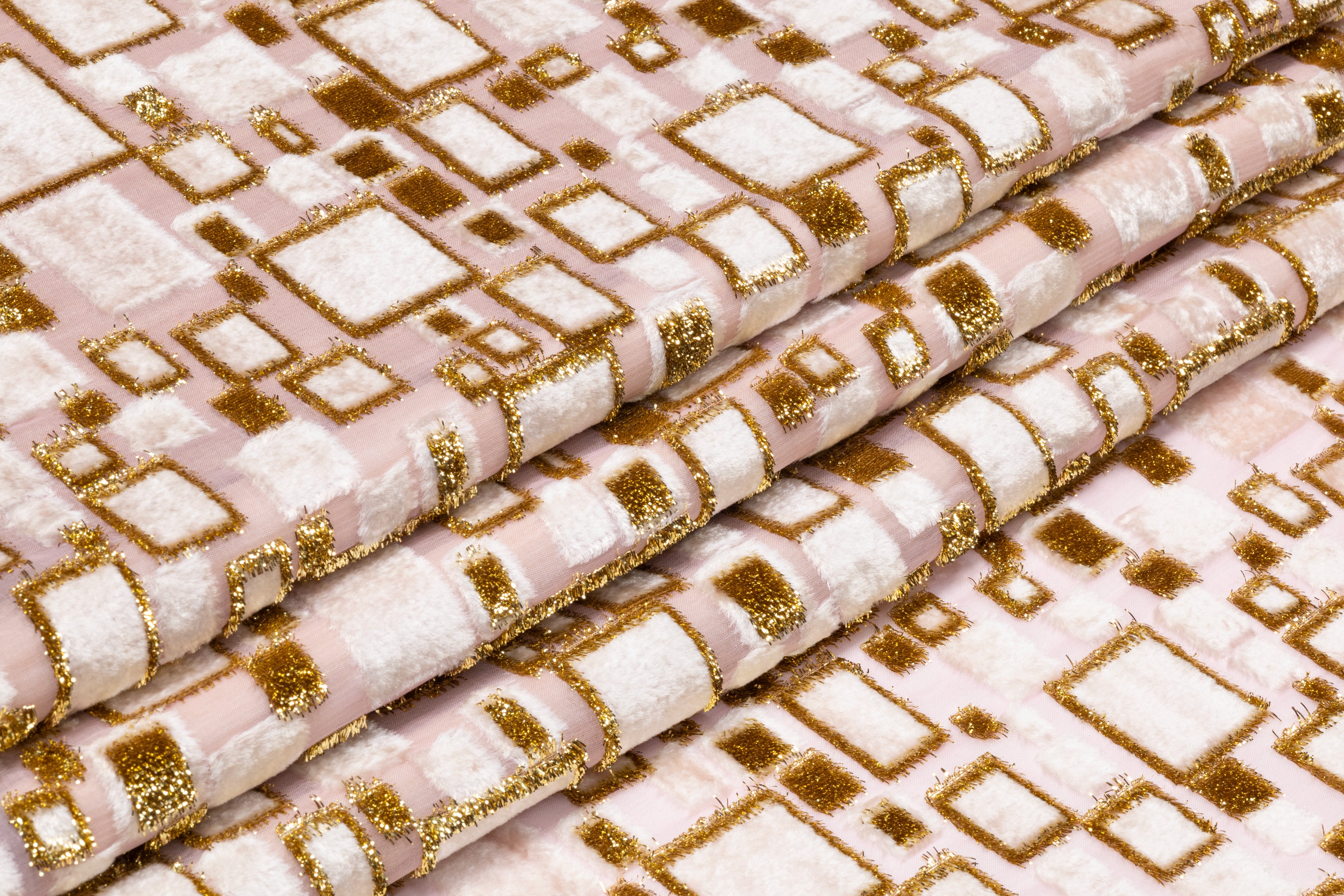 Metallic Italian Silk Viscose Fil Coupé - Pink / Gold