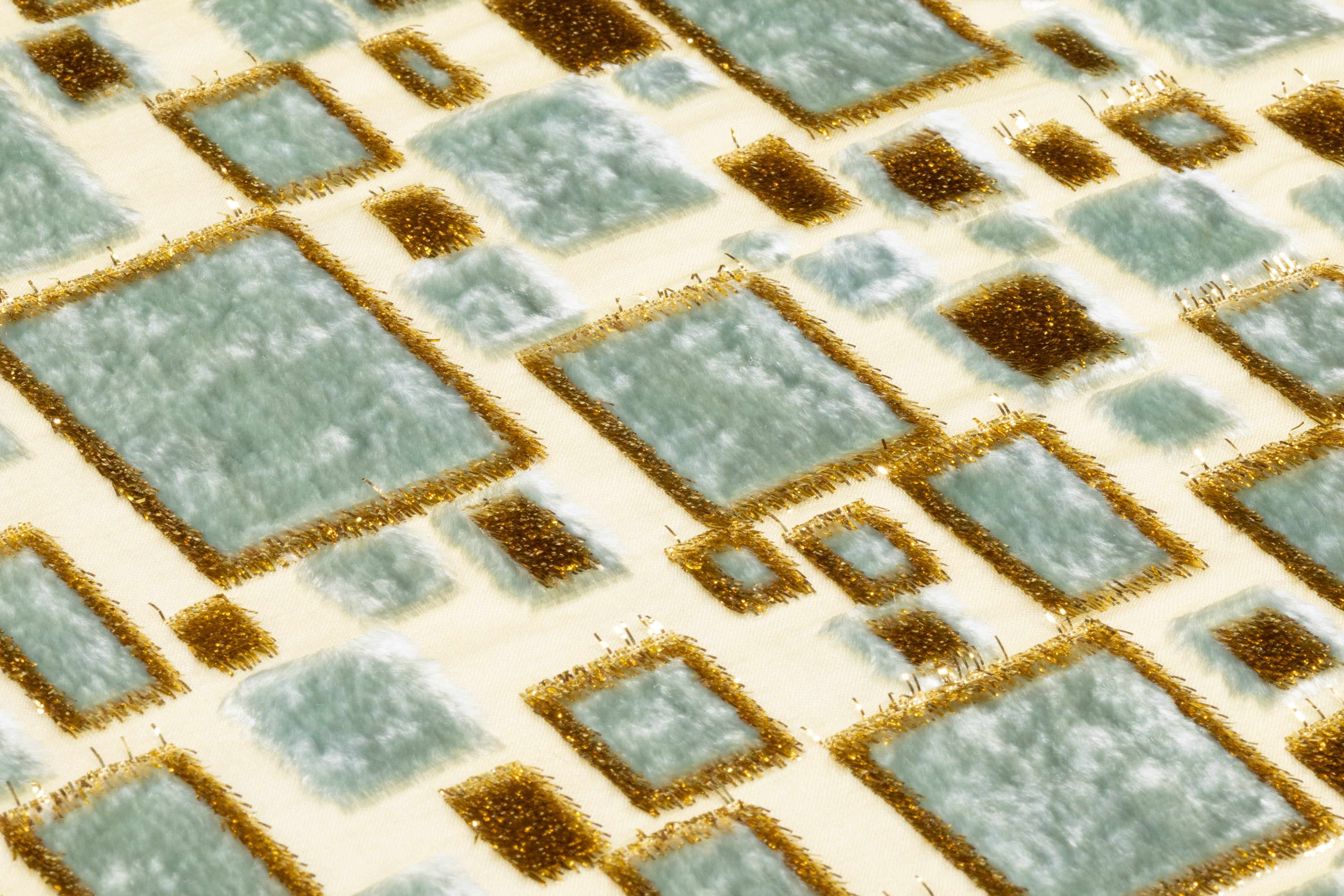 Metallic Italian Silk Viscose Fil Coupé - Sage Green / Icy Blue / Gold