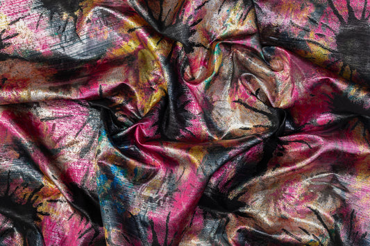Abstract Metallic Italian Brocade - Fuchsia / Multicolor