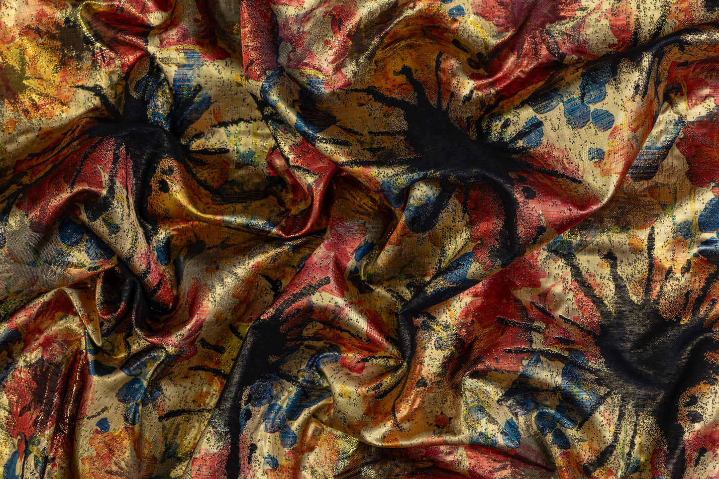 Abstract Metallic Italian Brocade - Yellow / Multicolor