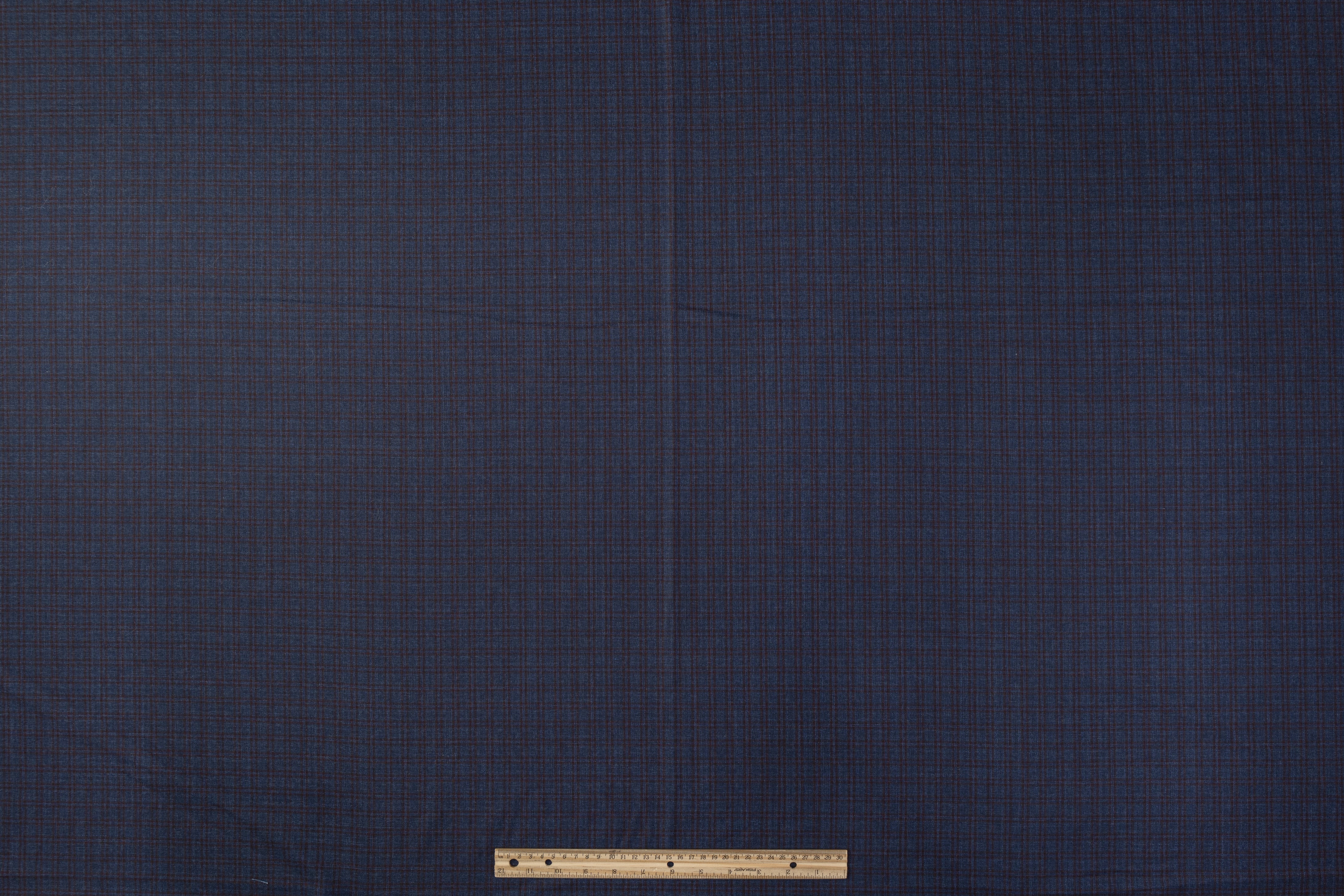 Checked Italian Wool Suiting - Navy / Brown