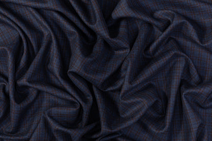 Checked Italian Wool Suiting - Navy / Brown