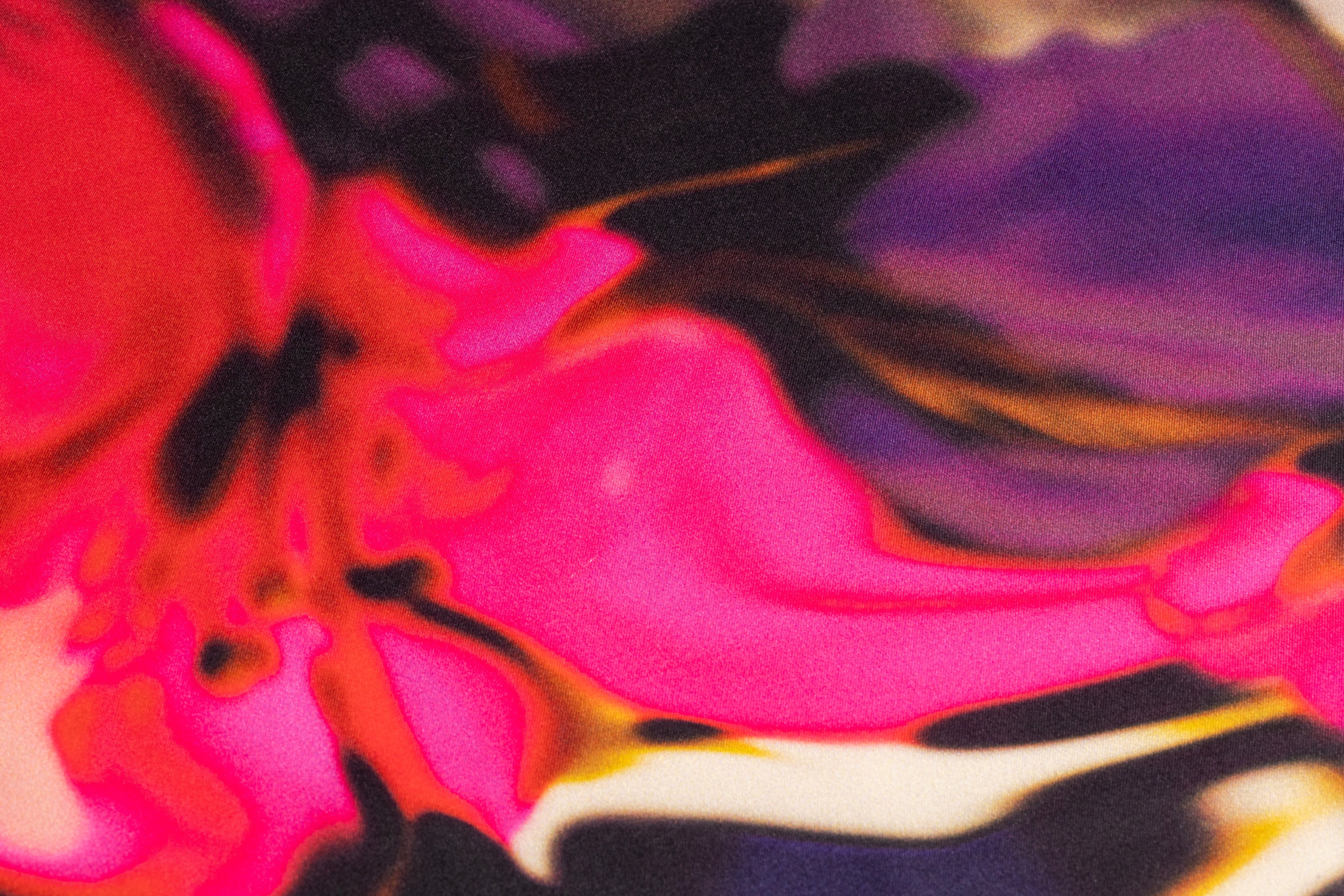 Abstract Floral Italian Silk Charmeuse - Magenta / Violet / Gold