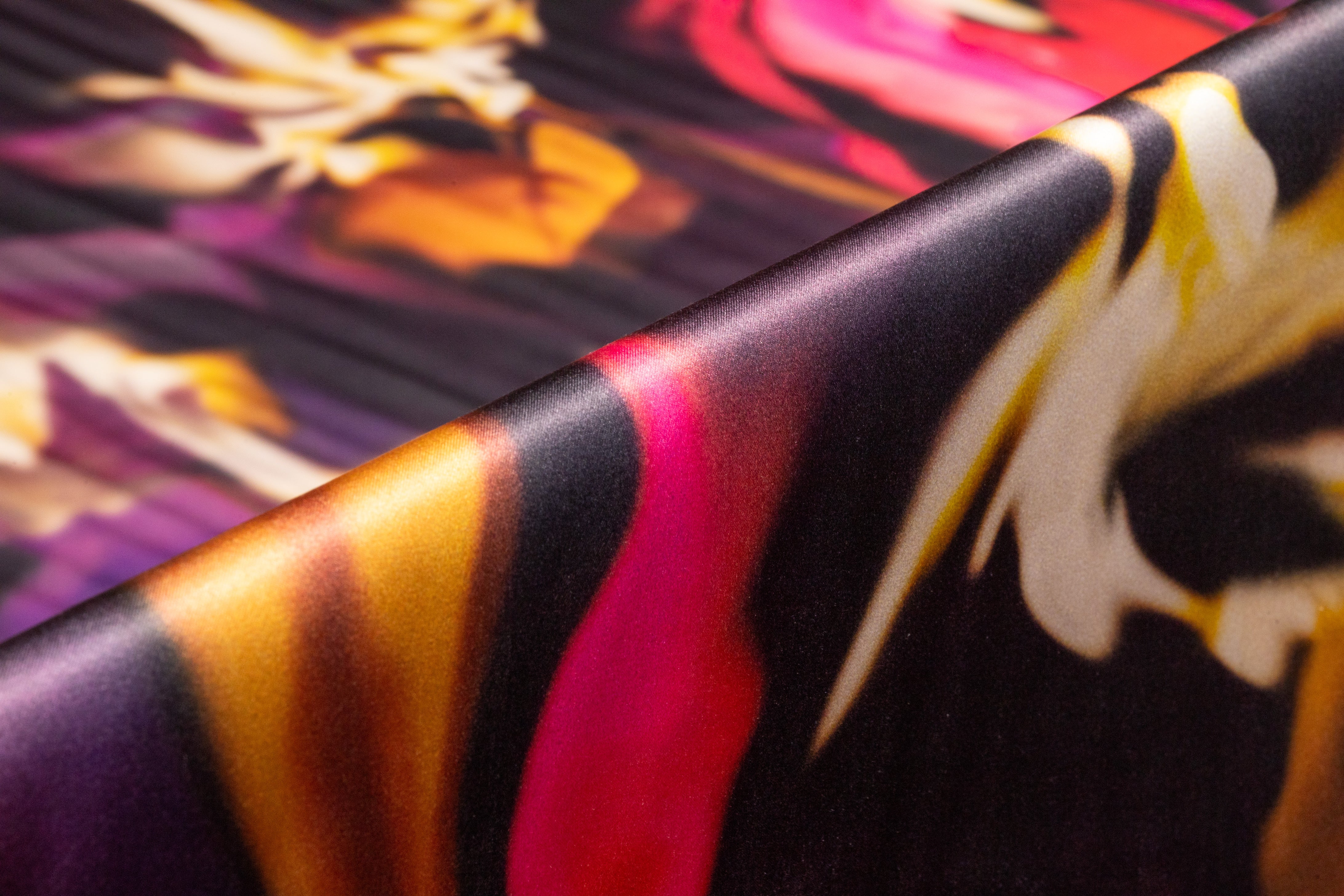 Abstract Floral Italian Silk Charmeuse - Magenta / Violet / Gold