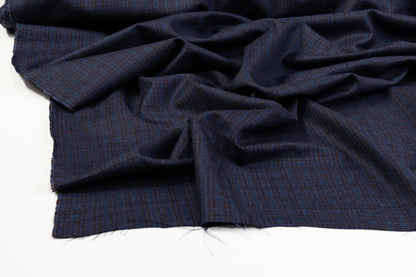 Checked Italian Wool Suiting - Navy / Brown