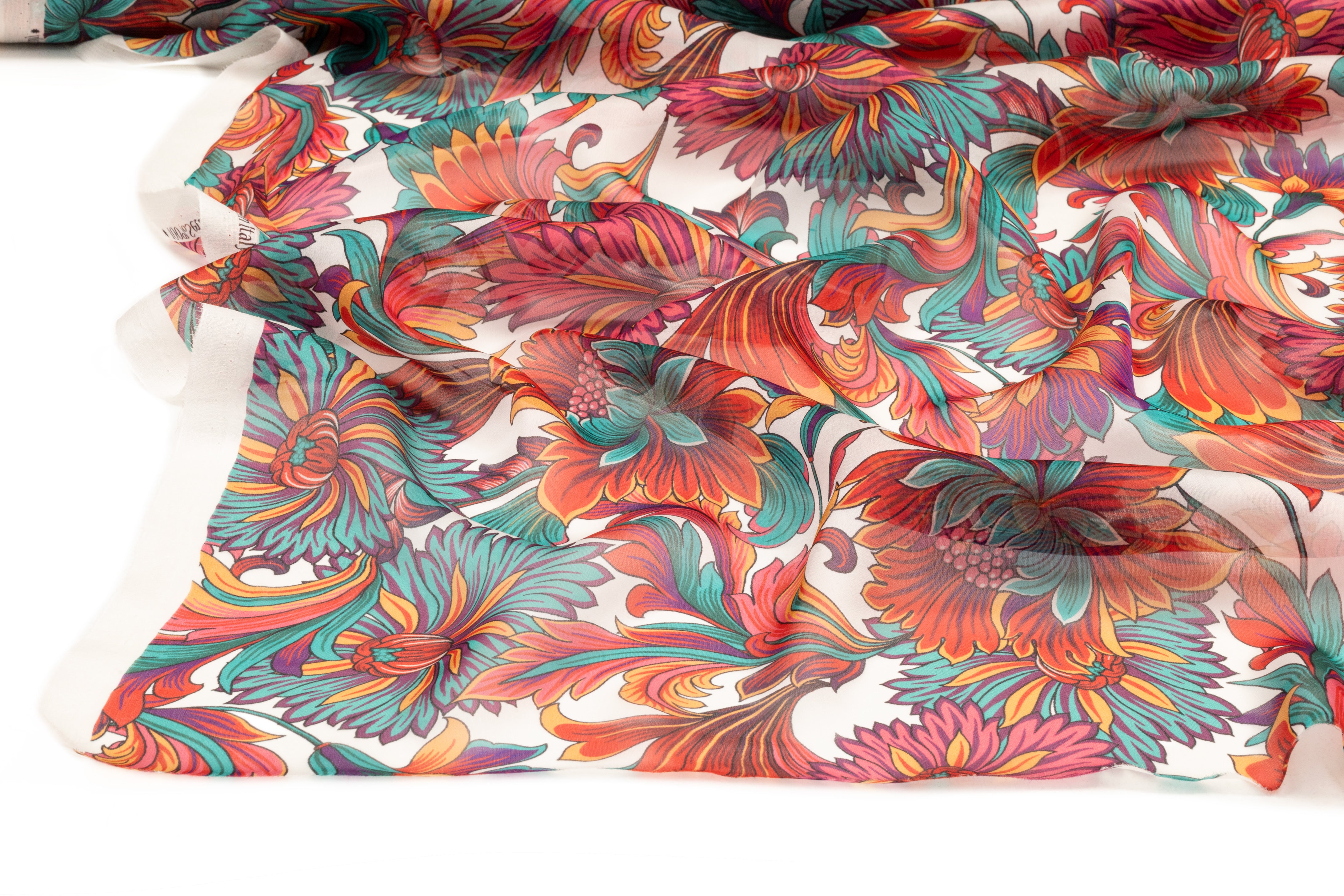 Floral Italian Silk Chiffon - Multicolor