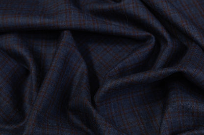 Checked Italian Wool Suiting - Navy / Brown