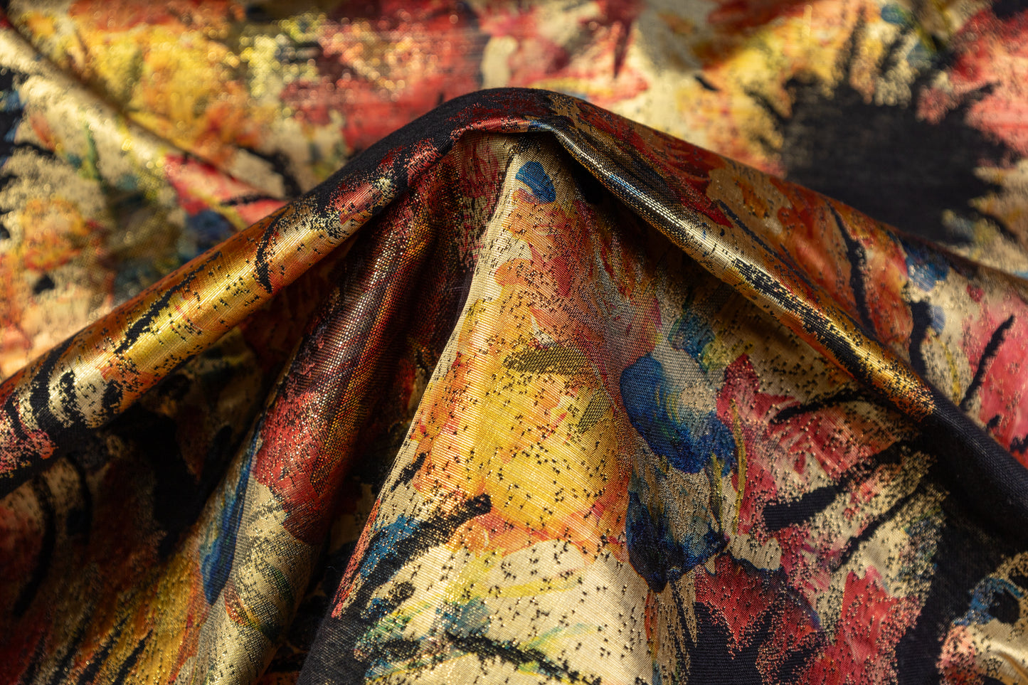 Abstract Metallic Italian Brocade - Yellow / Multicolor