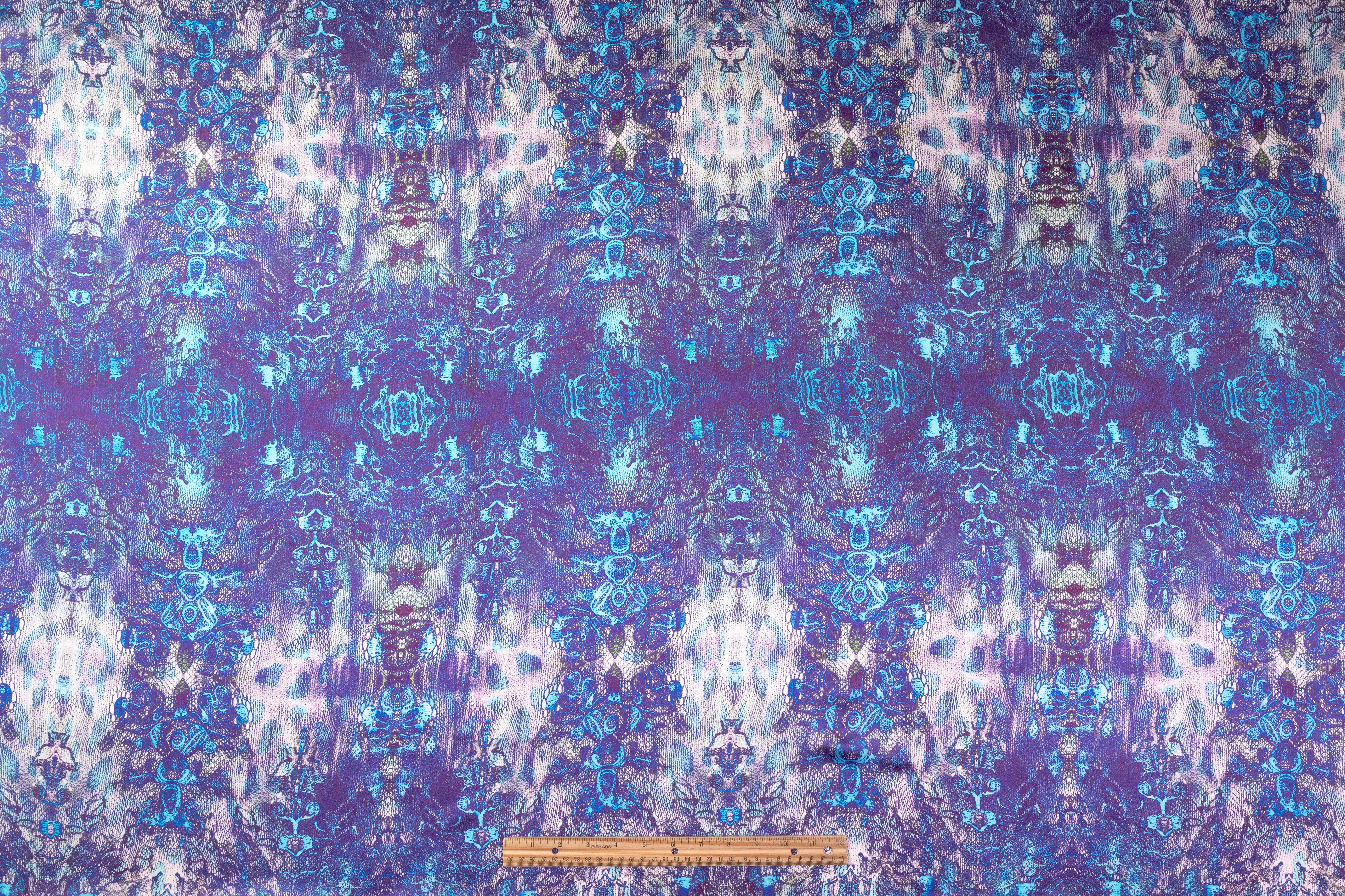 Abstract Italian Silk Charmeuse - Blue / Purple