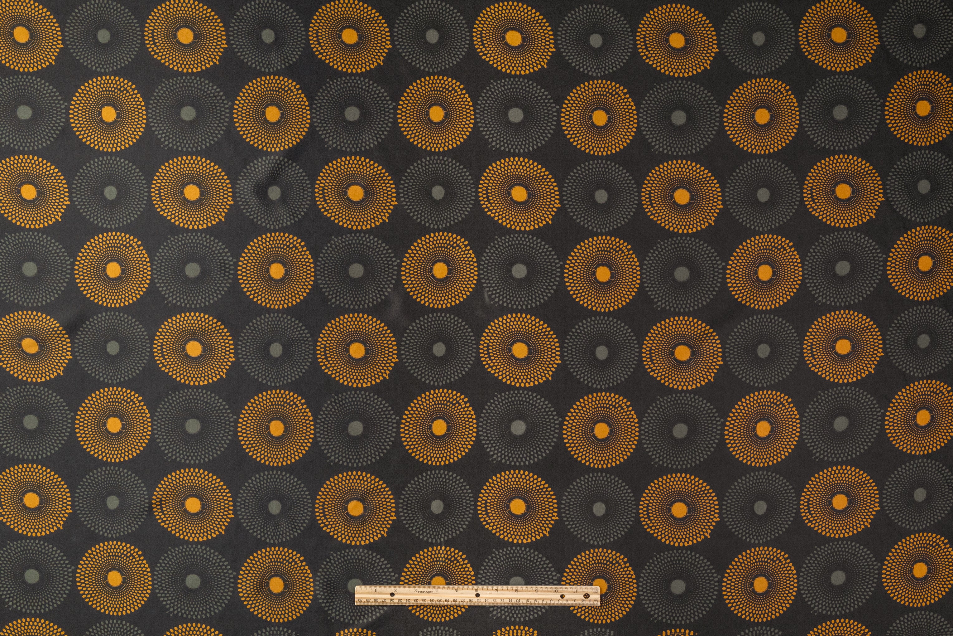 Geometric Italian Silk Crepe de Chine - Black / Gold / Green