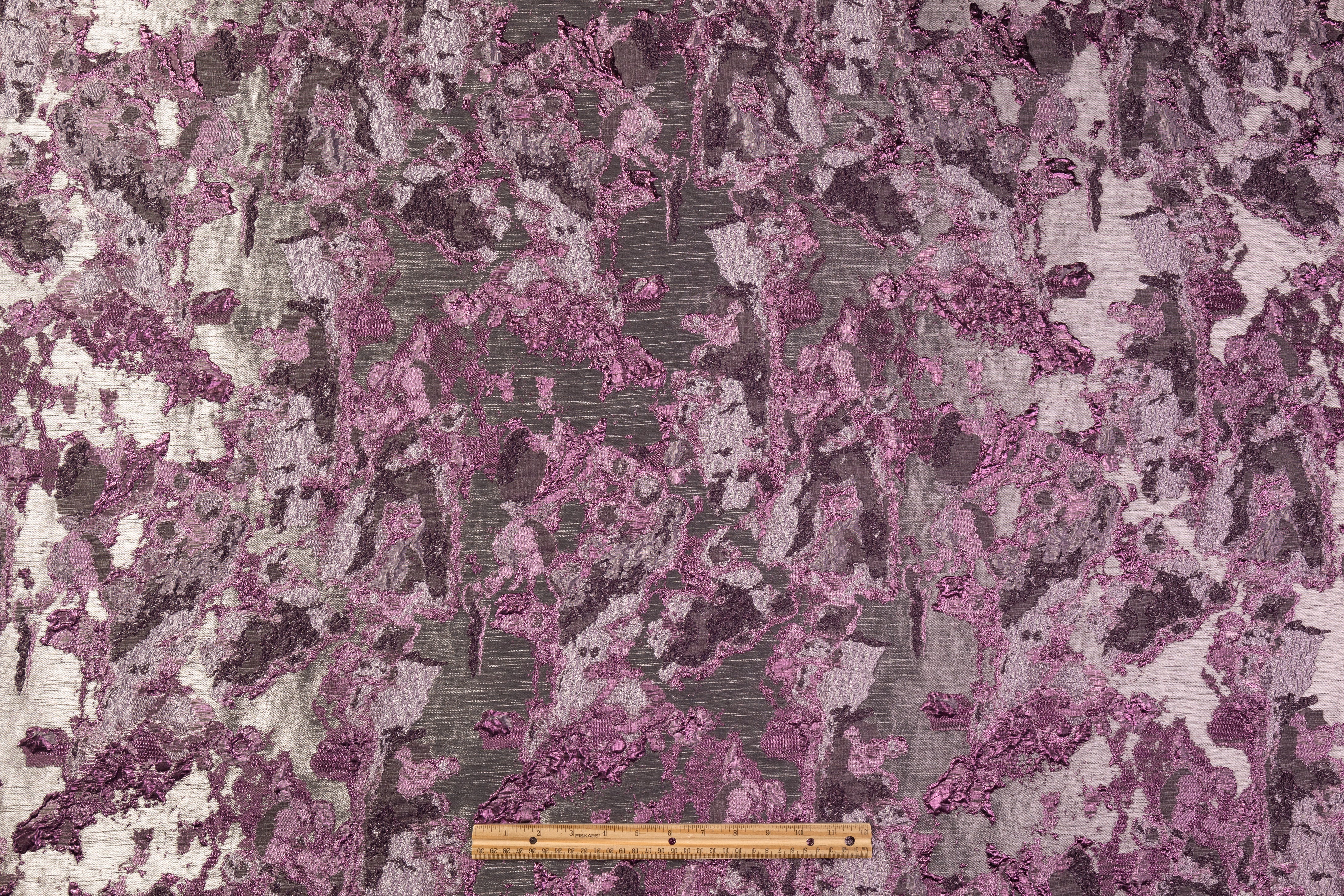 Abstract Metallic Cloqué Brocade - Purple / Gray