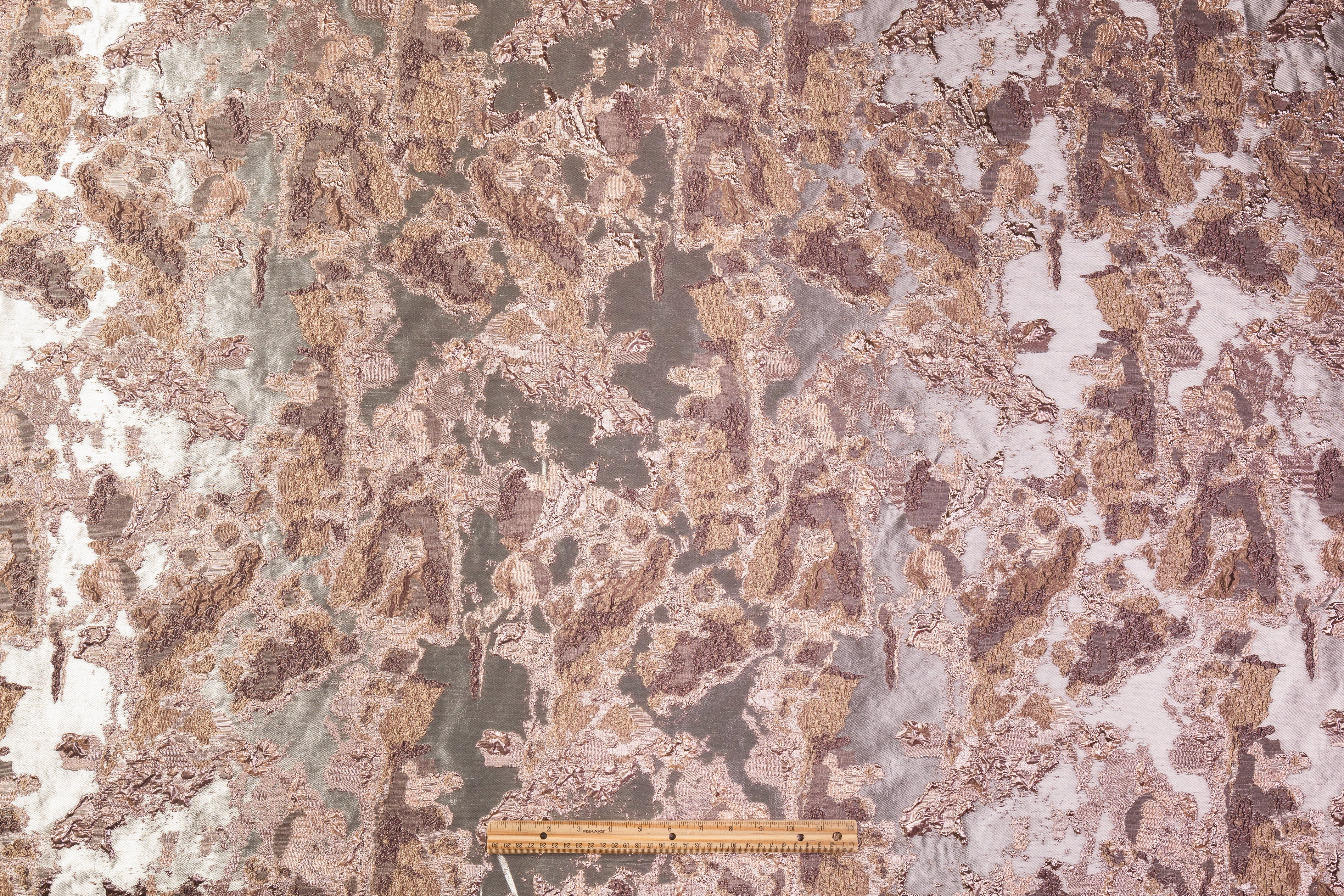 Abstract Metallic Cloqué Brocade - Mauve / Taupe