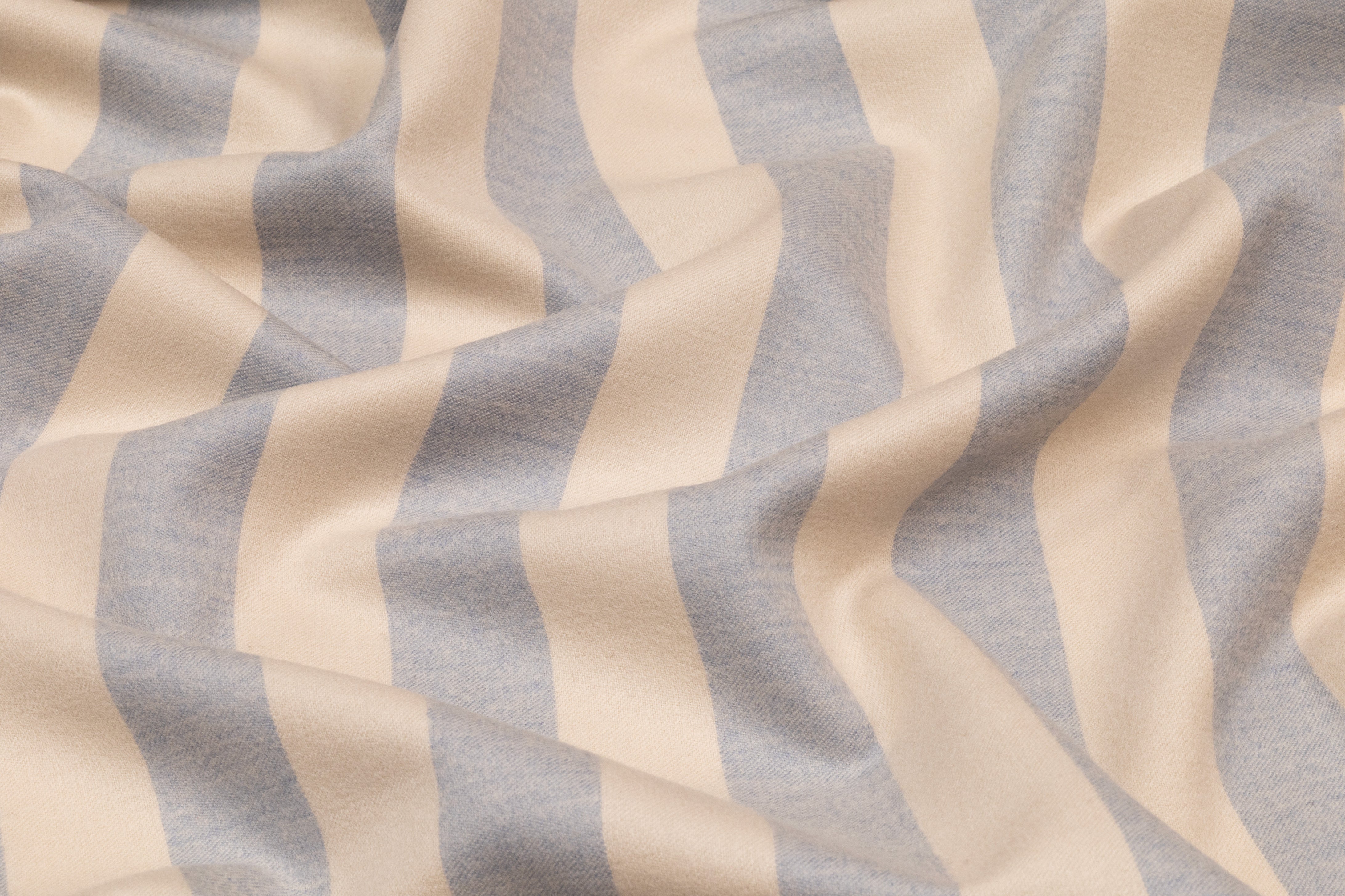 Striped Italian Wool Flannel - Blue / Eggshell