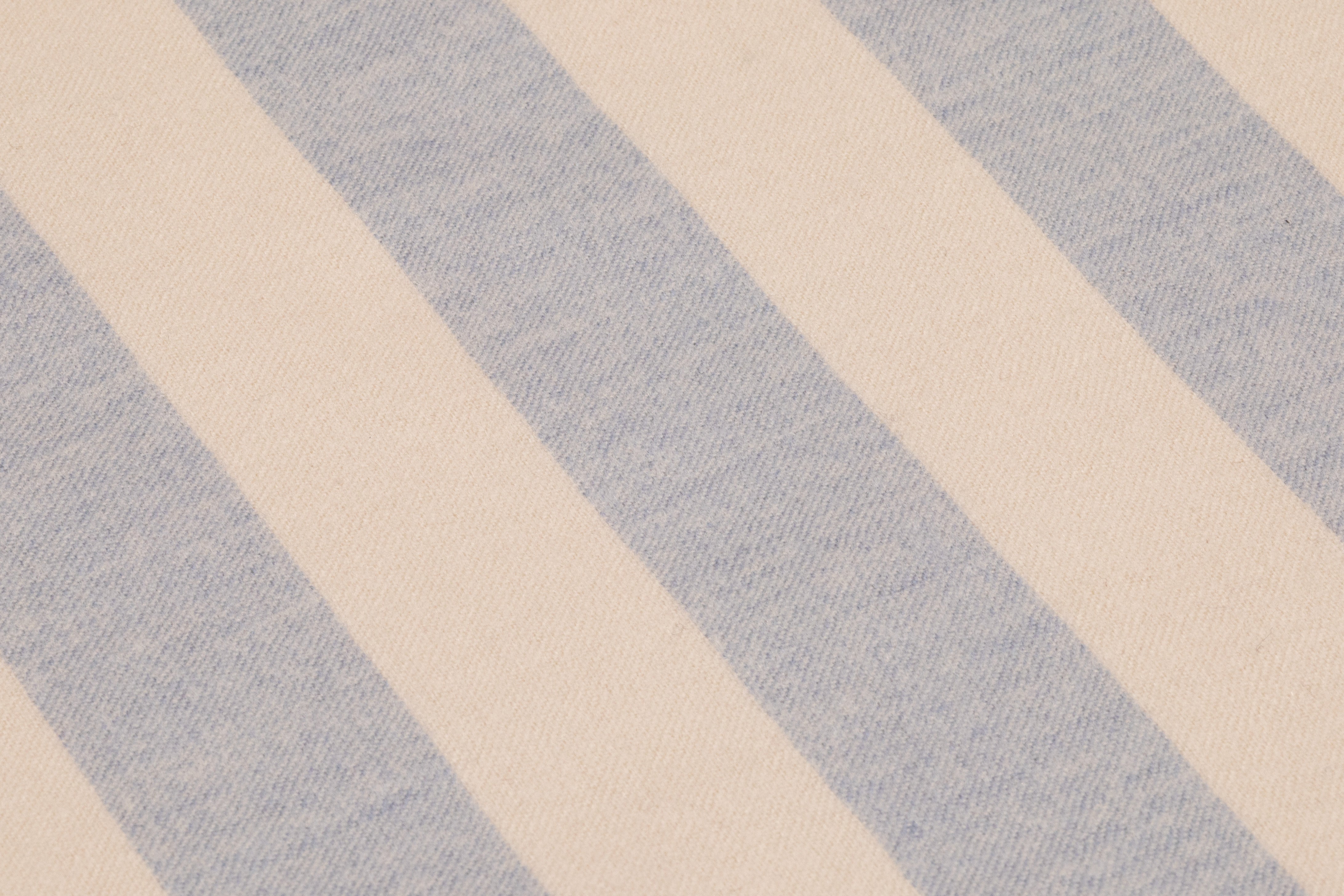 Striped Italian Wool Flannel - Blue / Eggshell