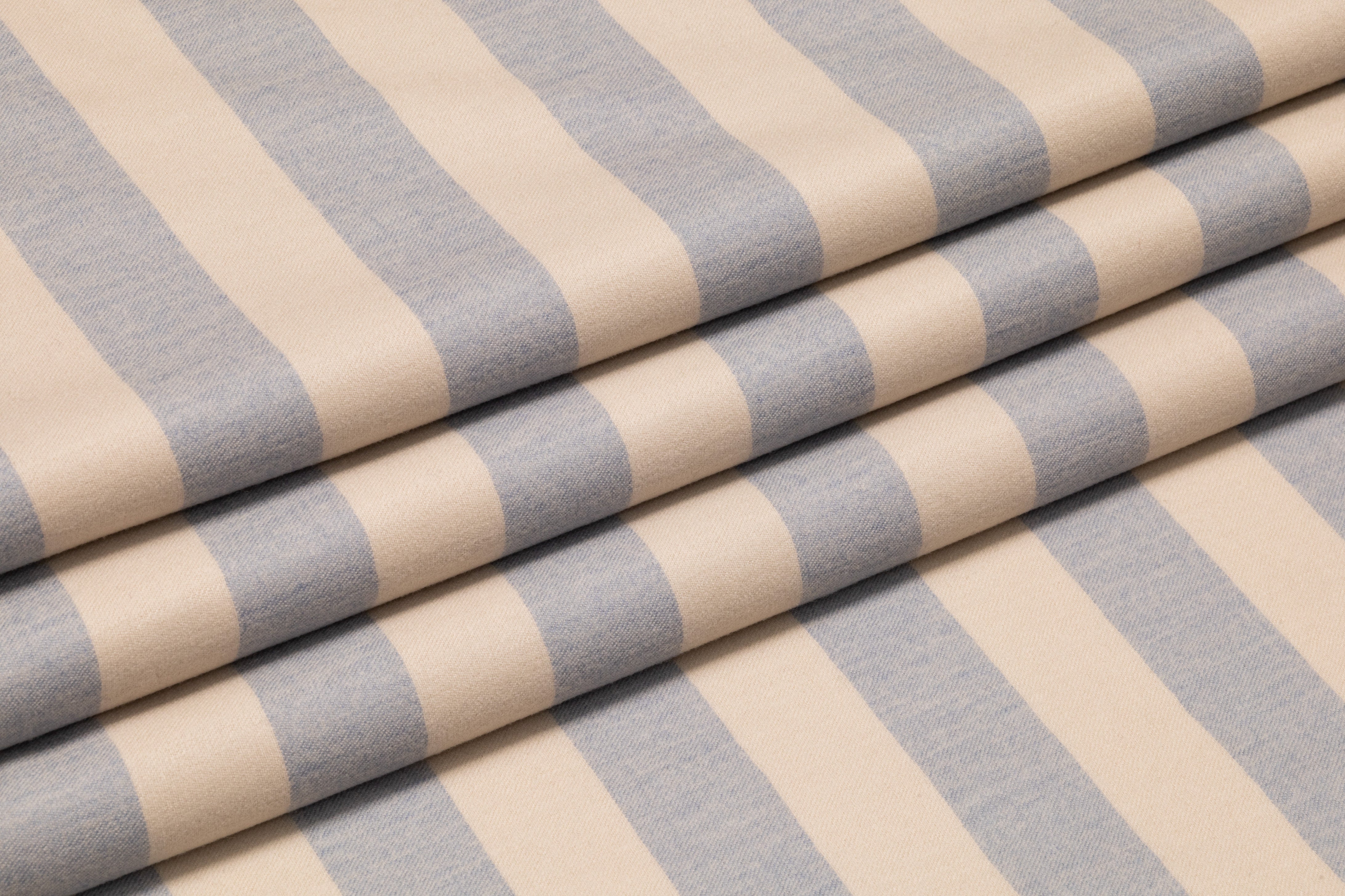 Striped Italian Wool Flannel - Blue / Eggshell