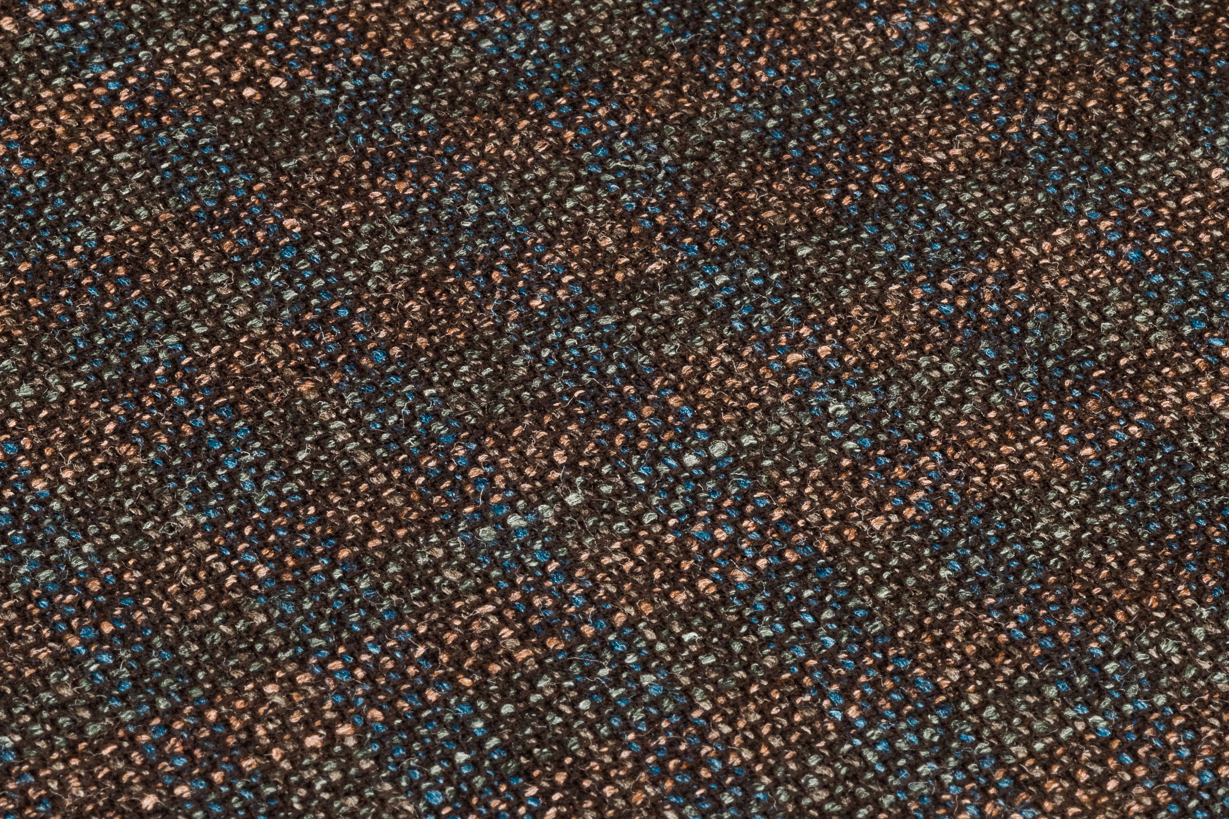 Checked Italian Wool Tweed Suiting - Blue / Green/ Dusty Peach