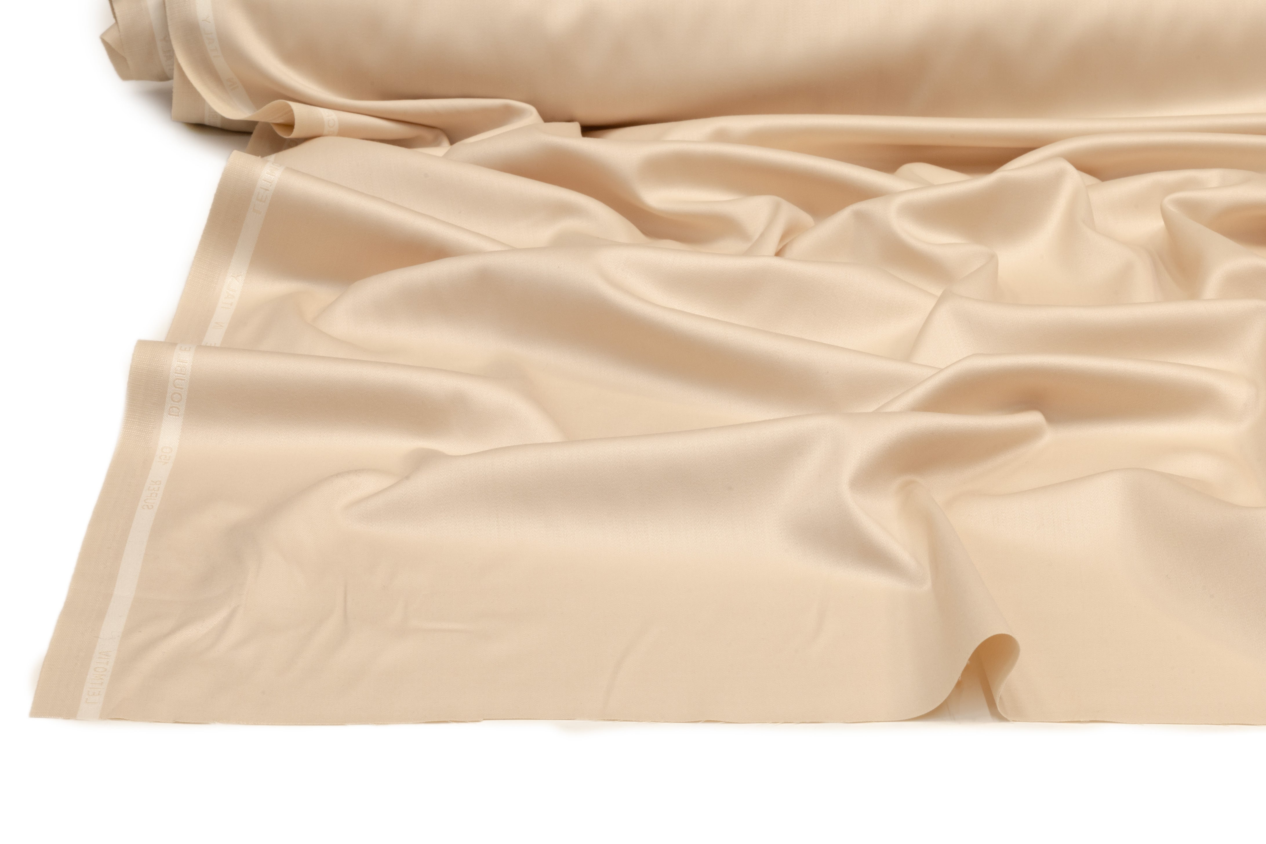 Super 150s Italian Wool Blend Satin Faille Suiting - White Sand