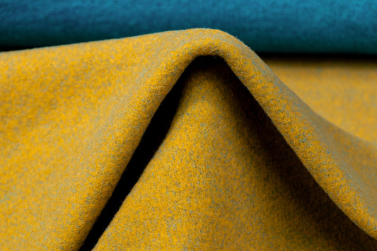 Double Faced Italian Boiled Wool Coating - Blue / Yellow