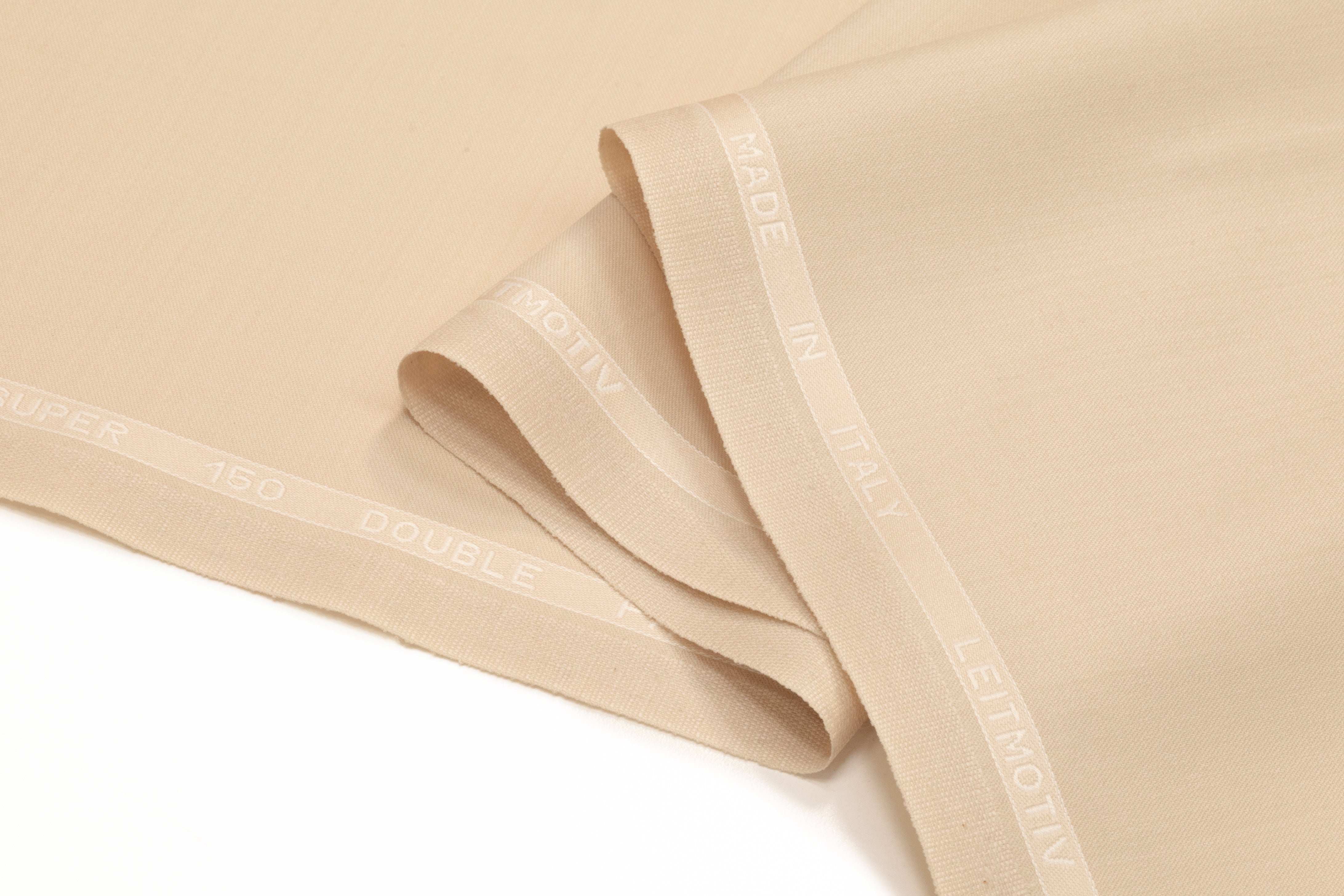 Super 150s Italian Wool Blend Satin Faille Suiting - White Sand