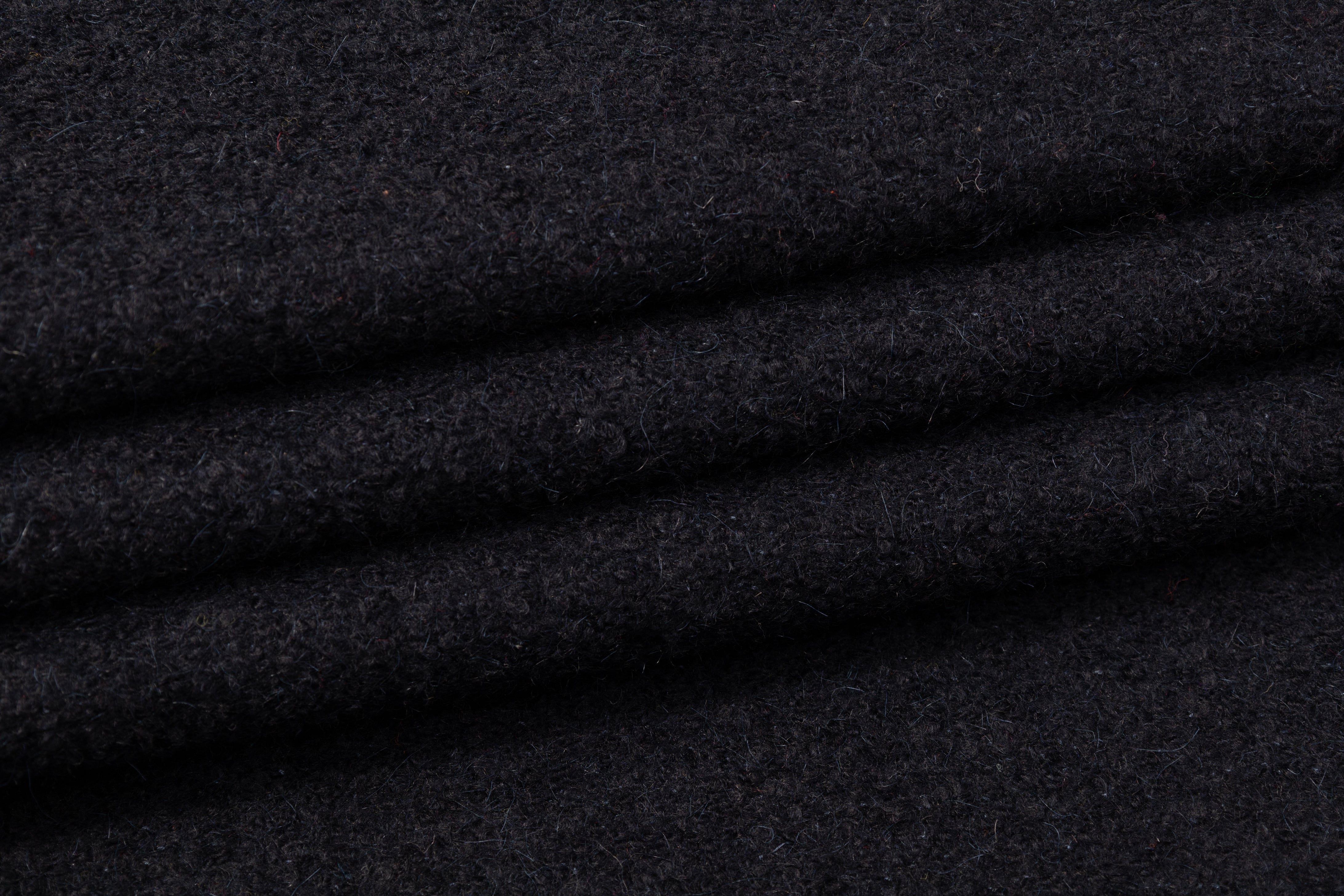 Wool Boucle Coating - Dark Navy