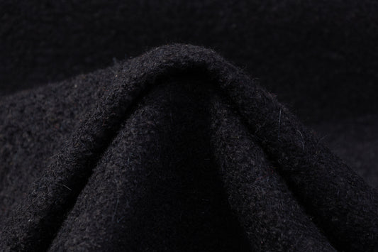 Wool Boucle Coating - Dark Navy