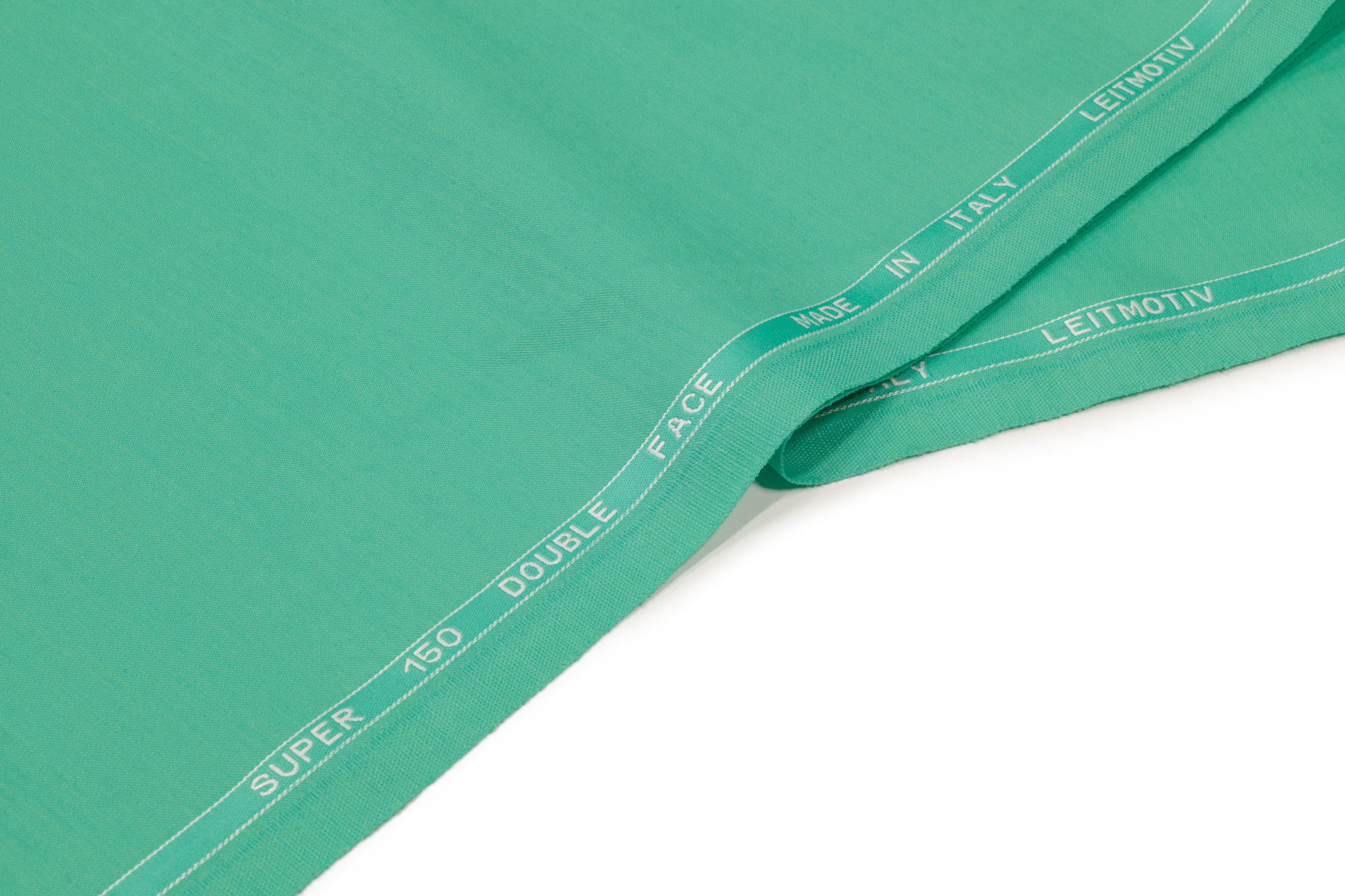 Super 150s Italian Wool Blend Satin Faille Suiting - Turquoise Green