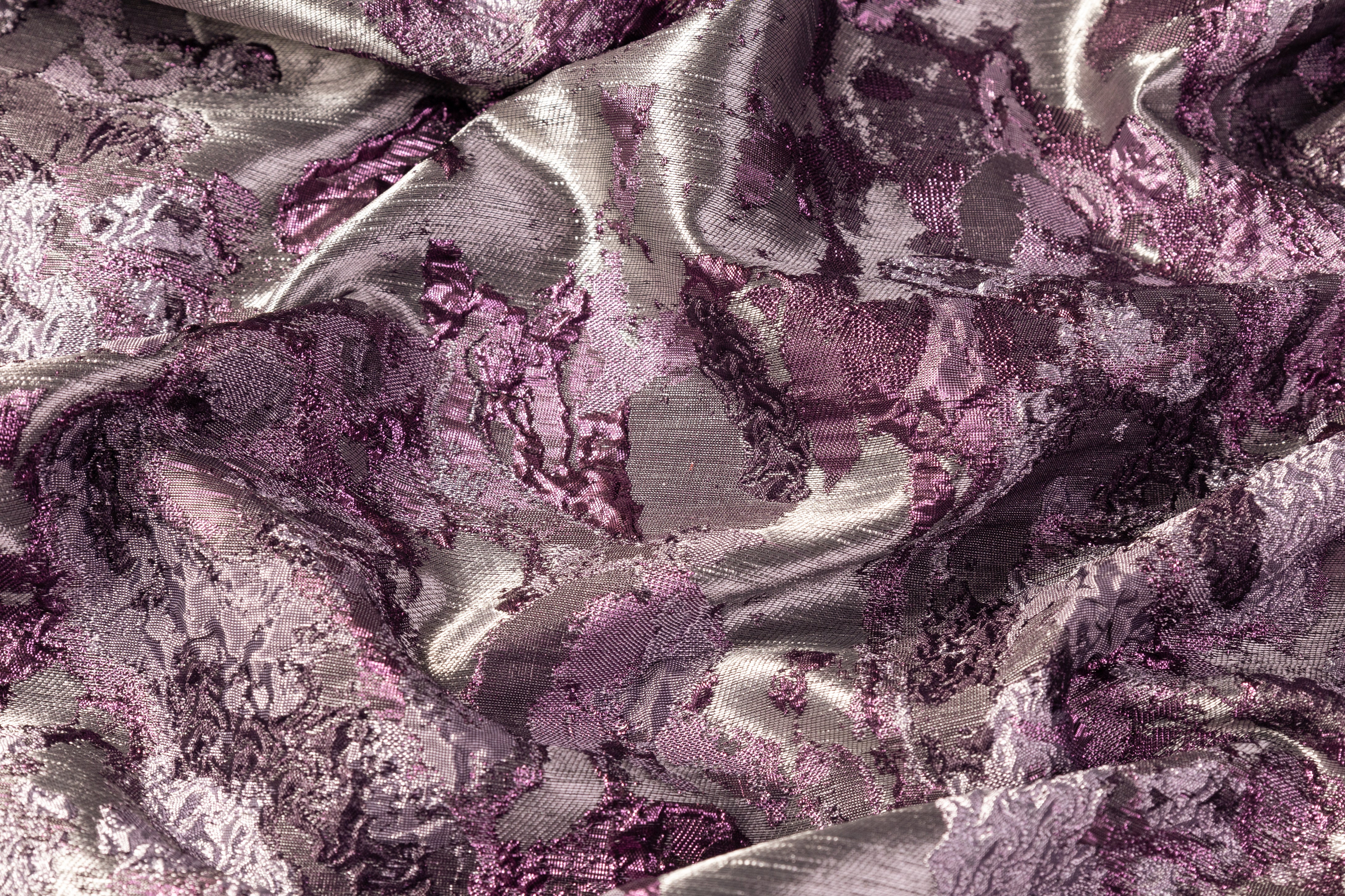 Abstract Metallic Cloqué Brocade - Purple / Gray