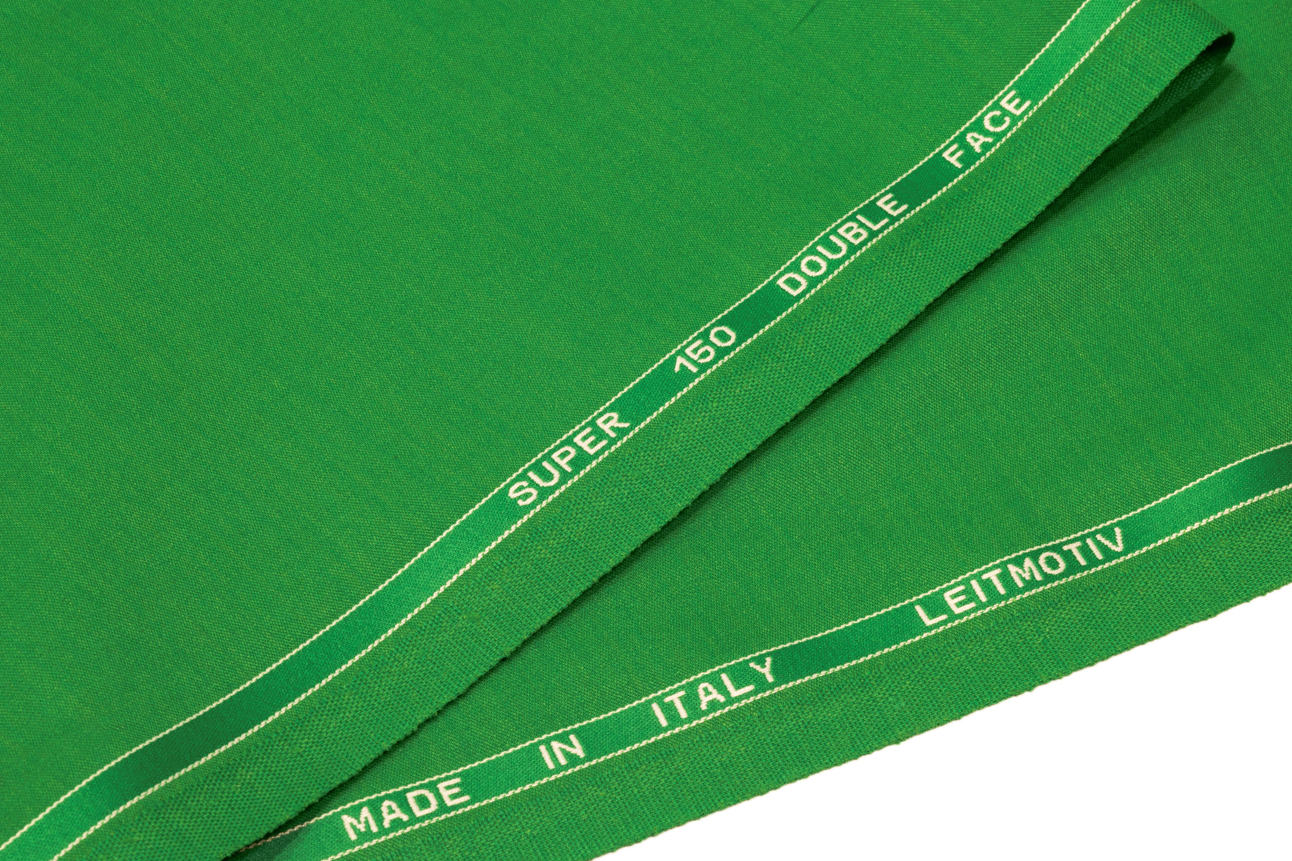 Super 150s Italian Wool Blend Satin Faille Suiting - Kelly Green