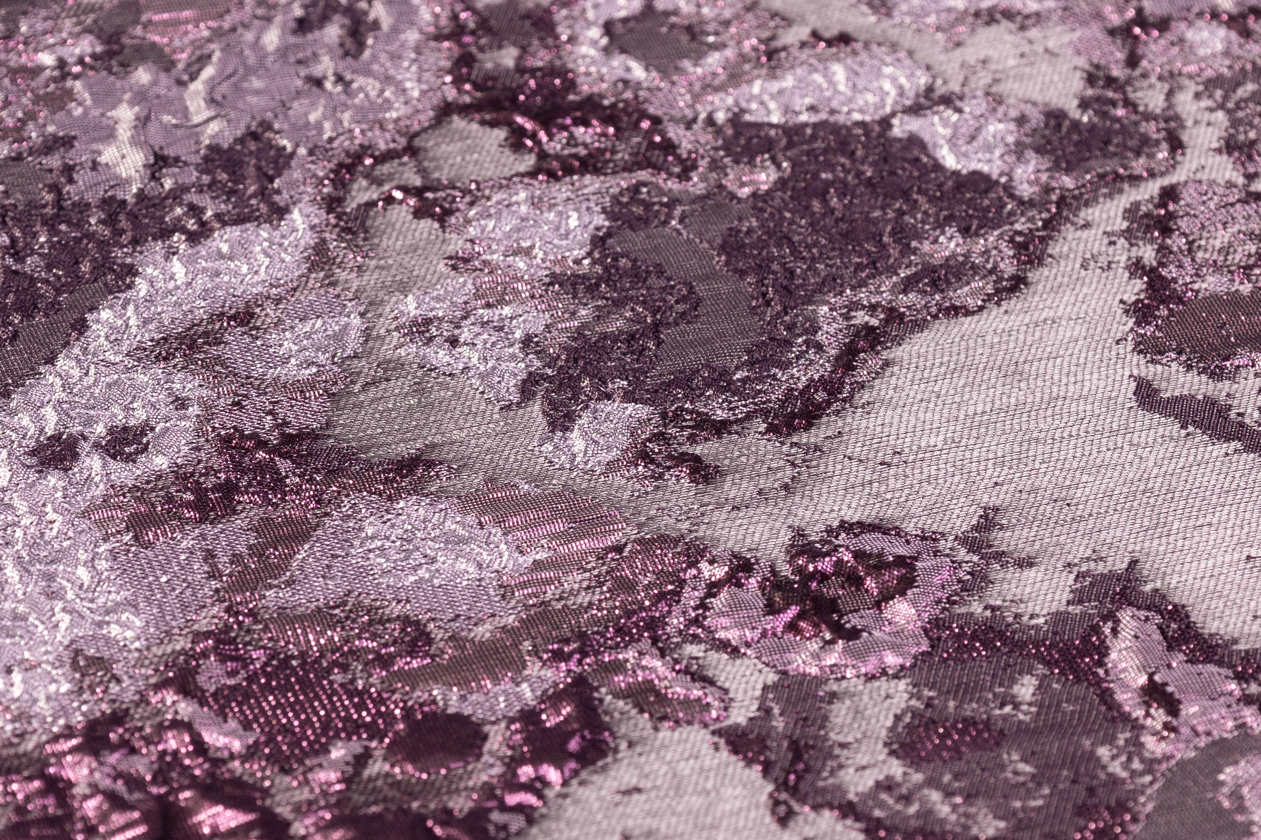Abstract Metallic Cloqué Brocade - Purple / Gray