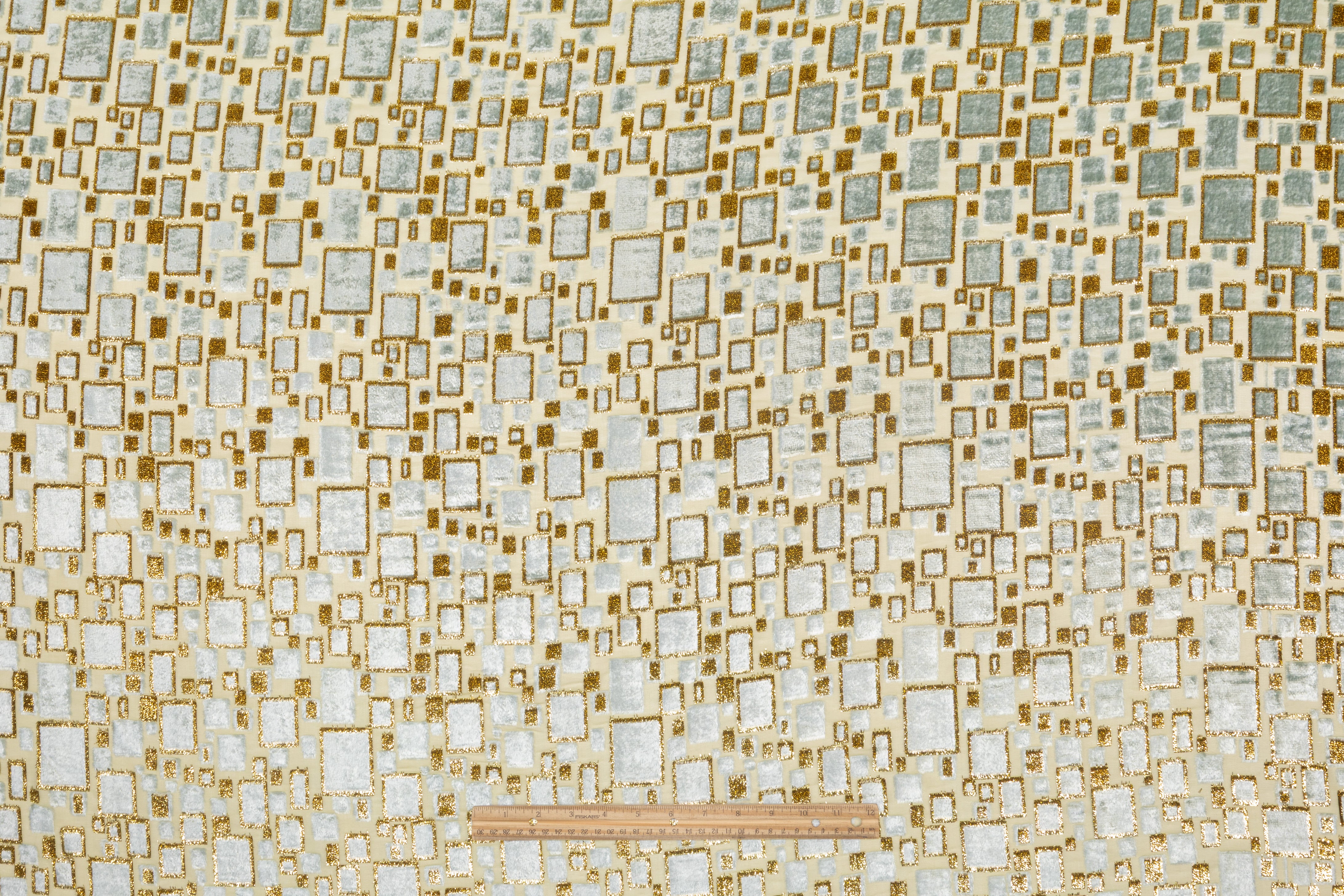Metallic Italian Silk Viscose Fil Coupé - Sage Green / Icy Blue / Gold