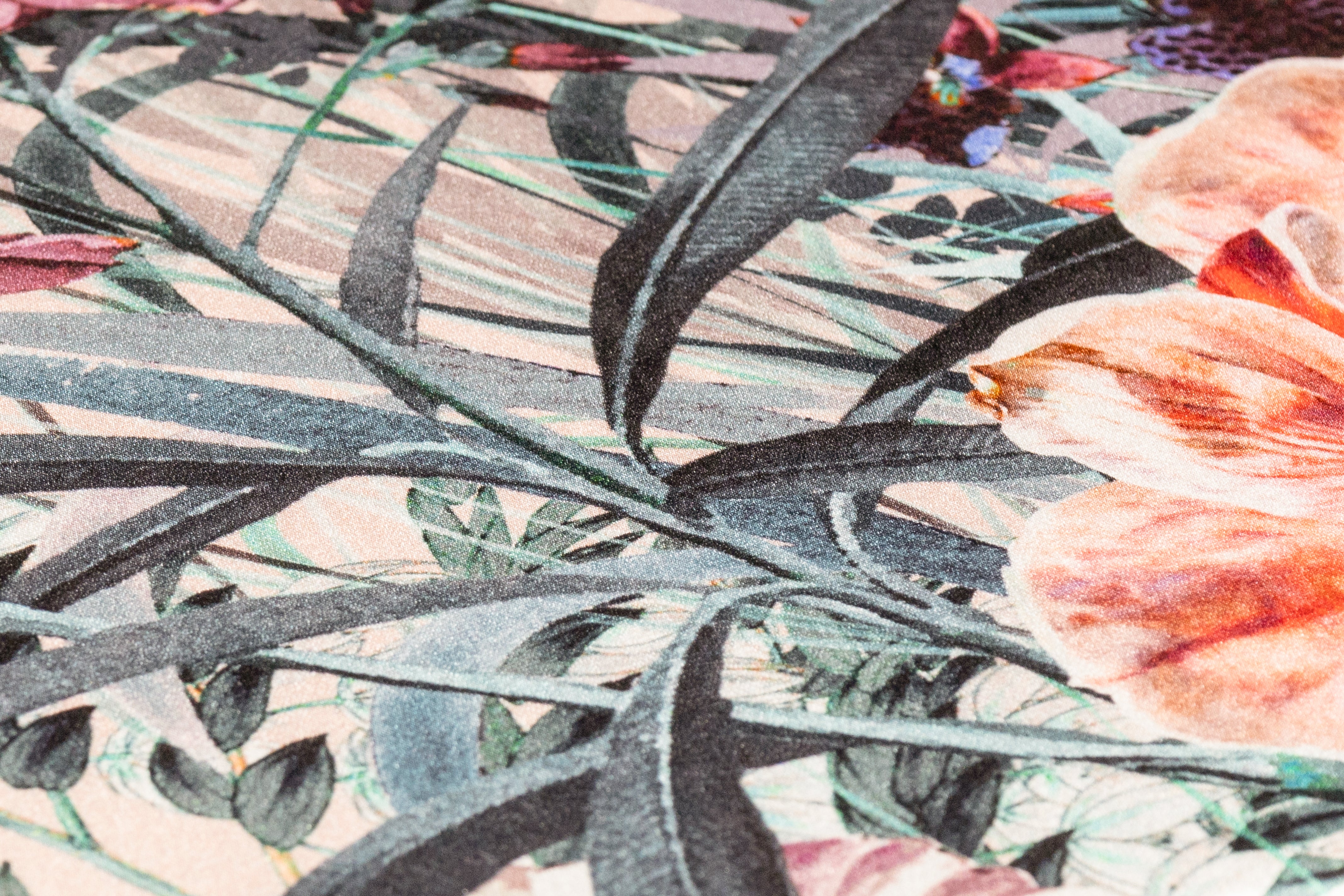 Floral Border Print Italian Silk Charmeuse - Blush / Multicolor