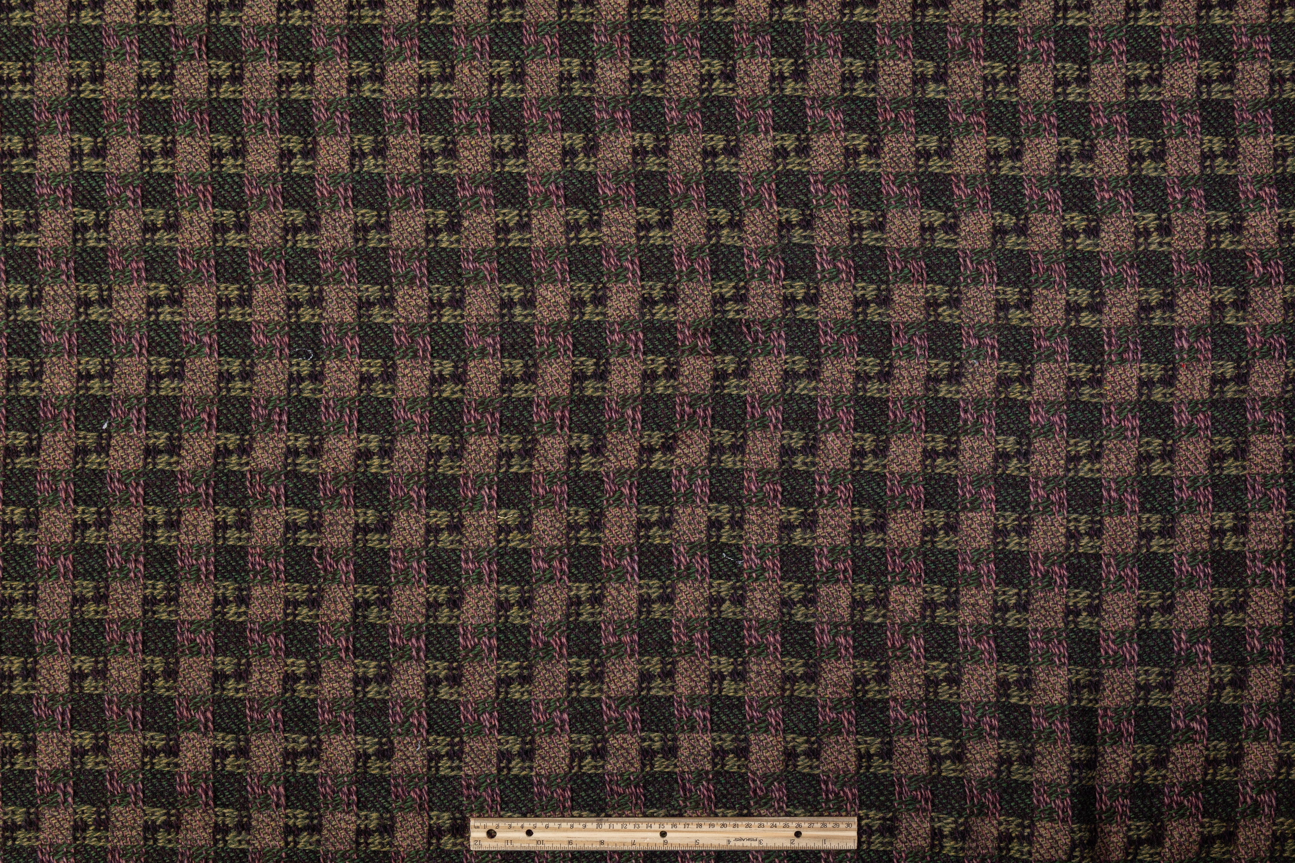 Wool Blend Tweed - Green / Pink