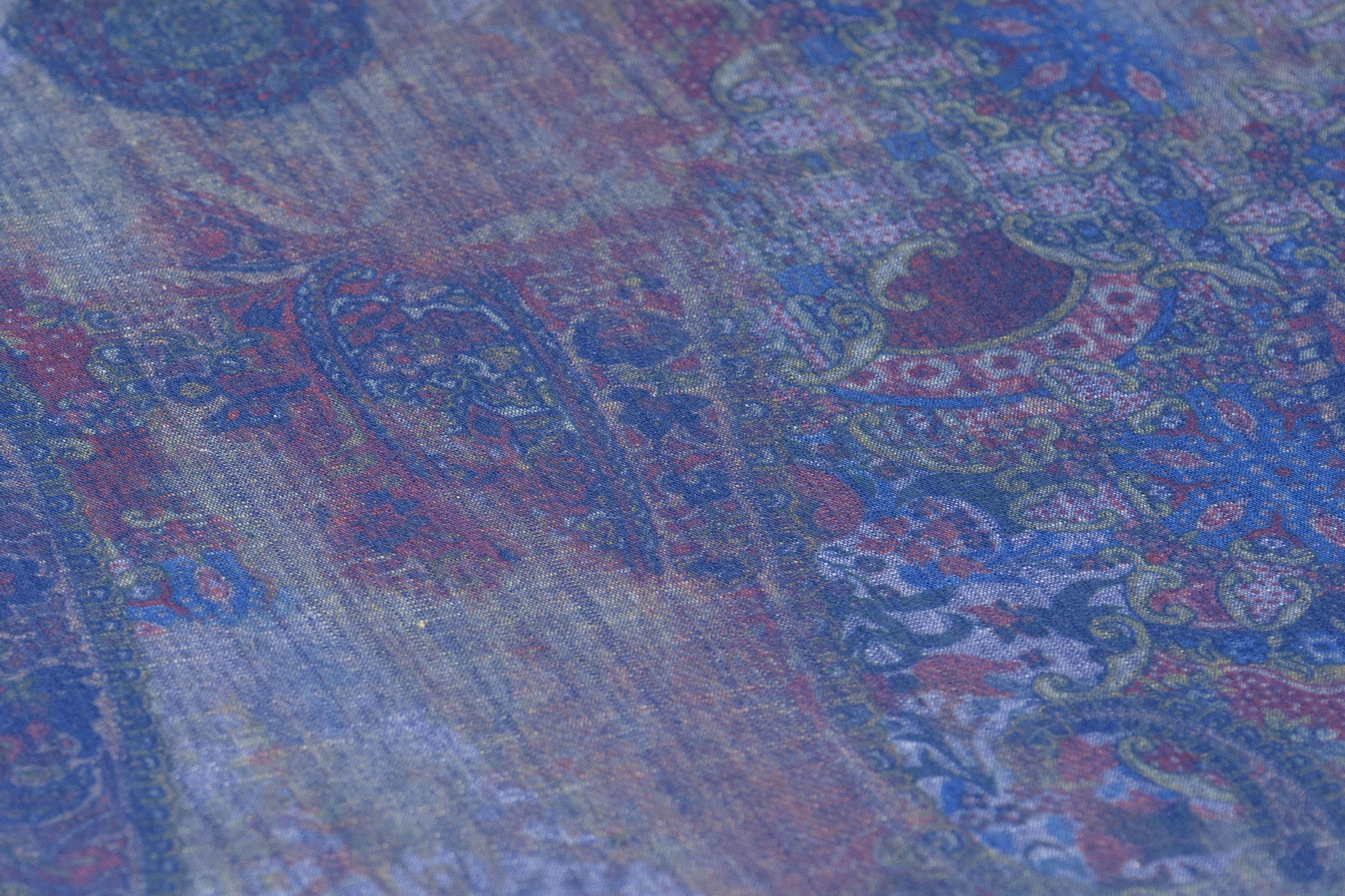Paisley Italian Poly Cotton Denim - Blue