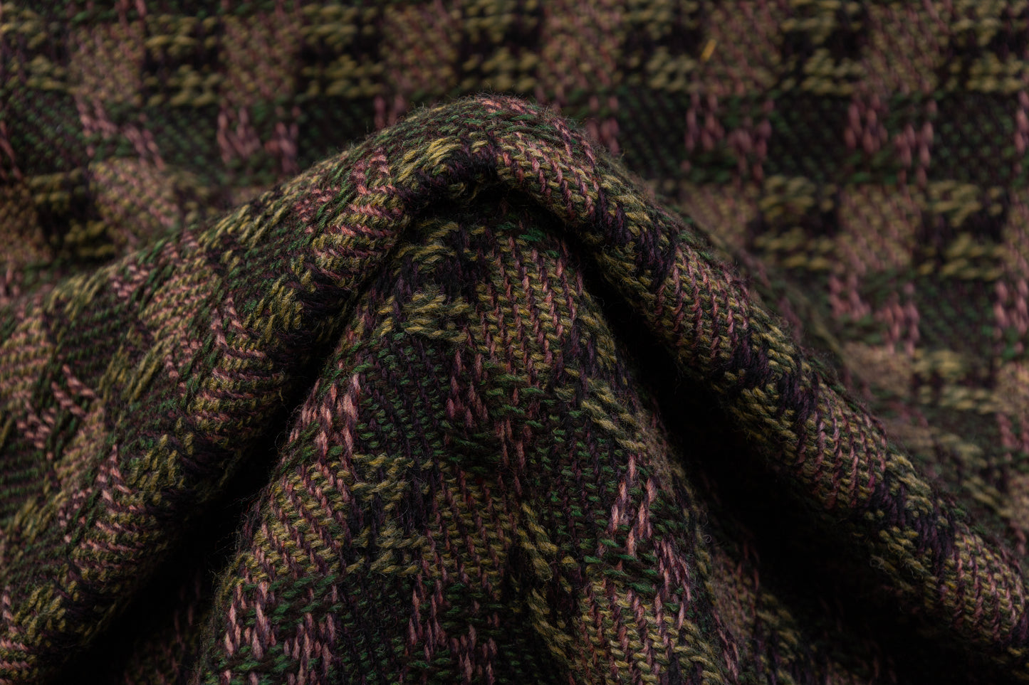 Wool Blend Tweed - Green / Pink