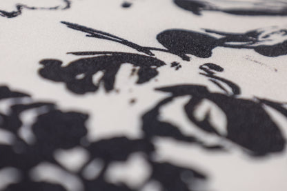 Floral Printed Poly Mikado - Off White / Black