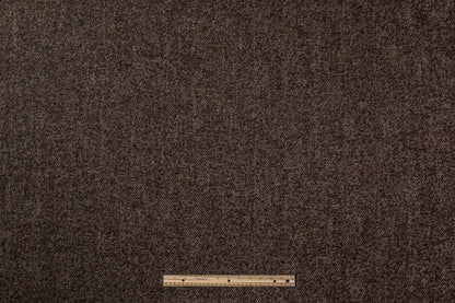 Herringbone Italian Wool Tweed Coating - Brown