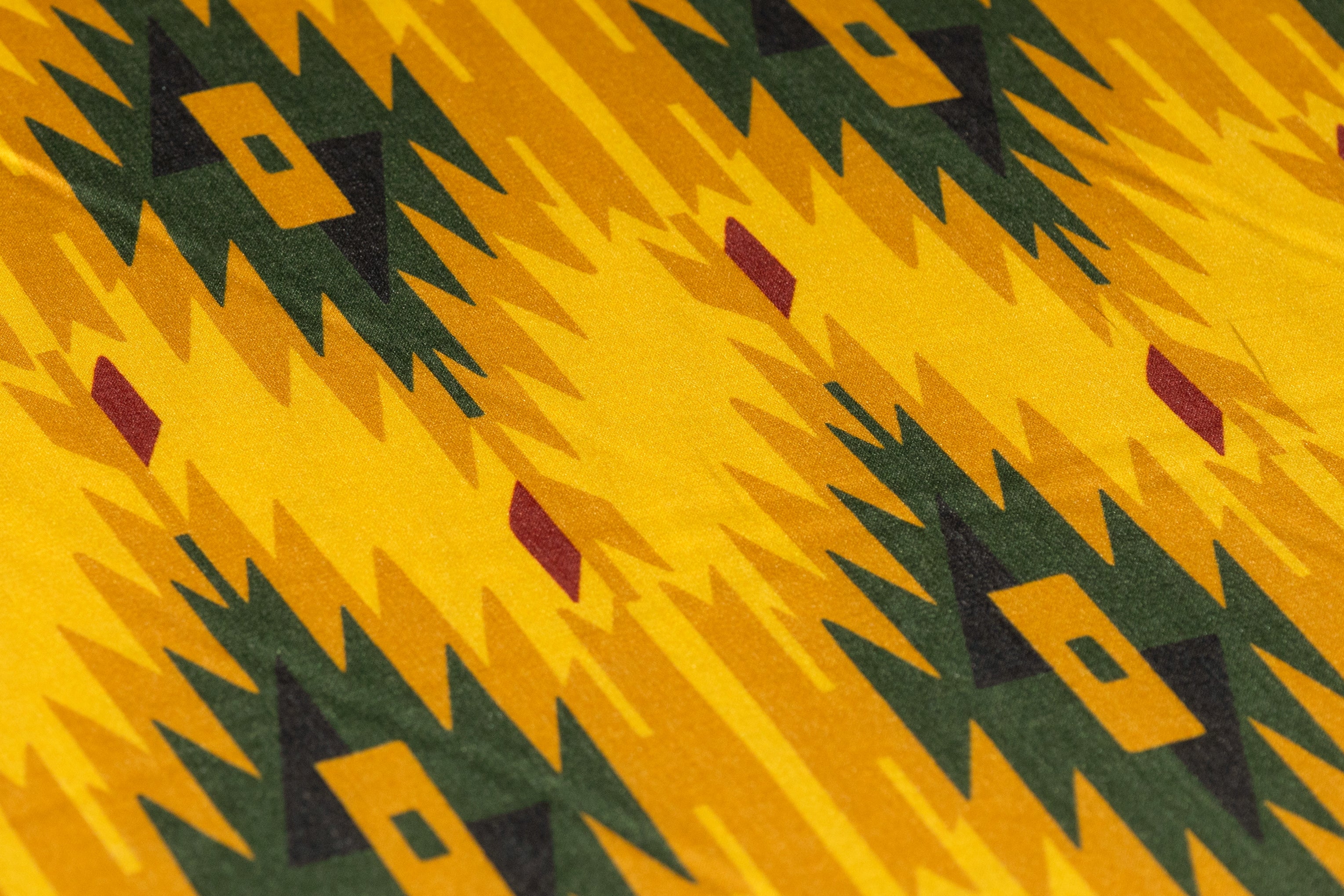 Tribal Geometric Italian Silk Viscose Charmeuse - Gold / Green
