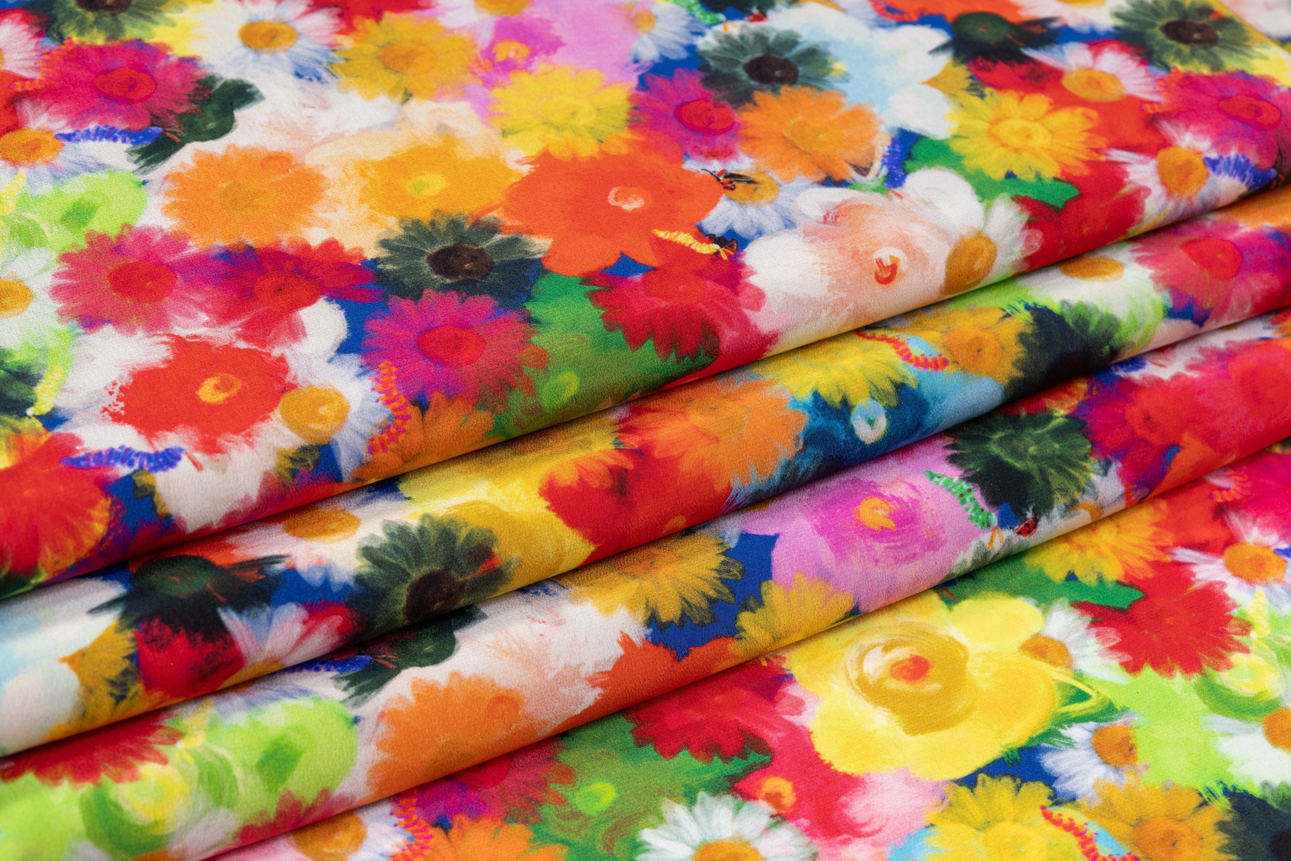 Floral Silk Crepe de Chine - Multicolor