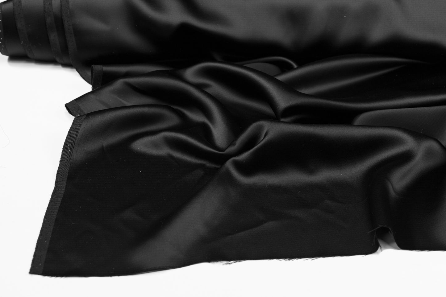 Italian Viscose Acetate Satin - Black