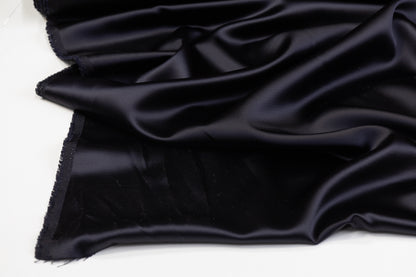 Italian Viscose Acetate Satin - Midnight Navy