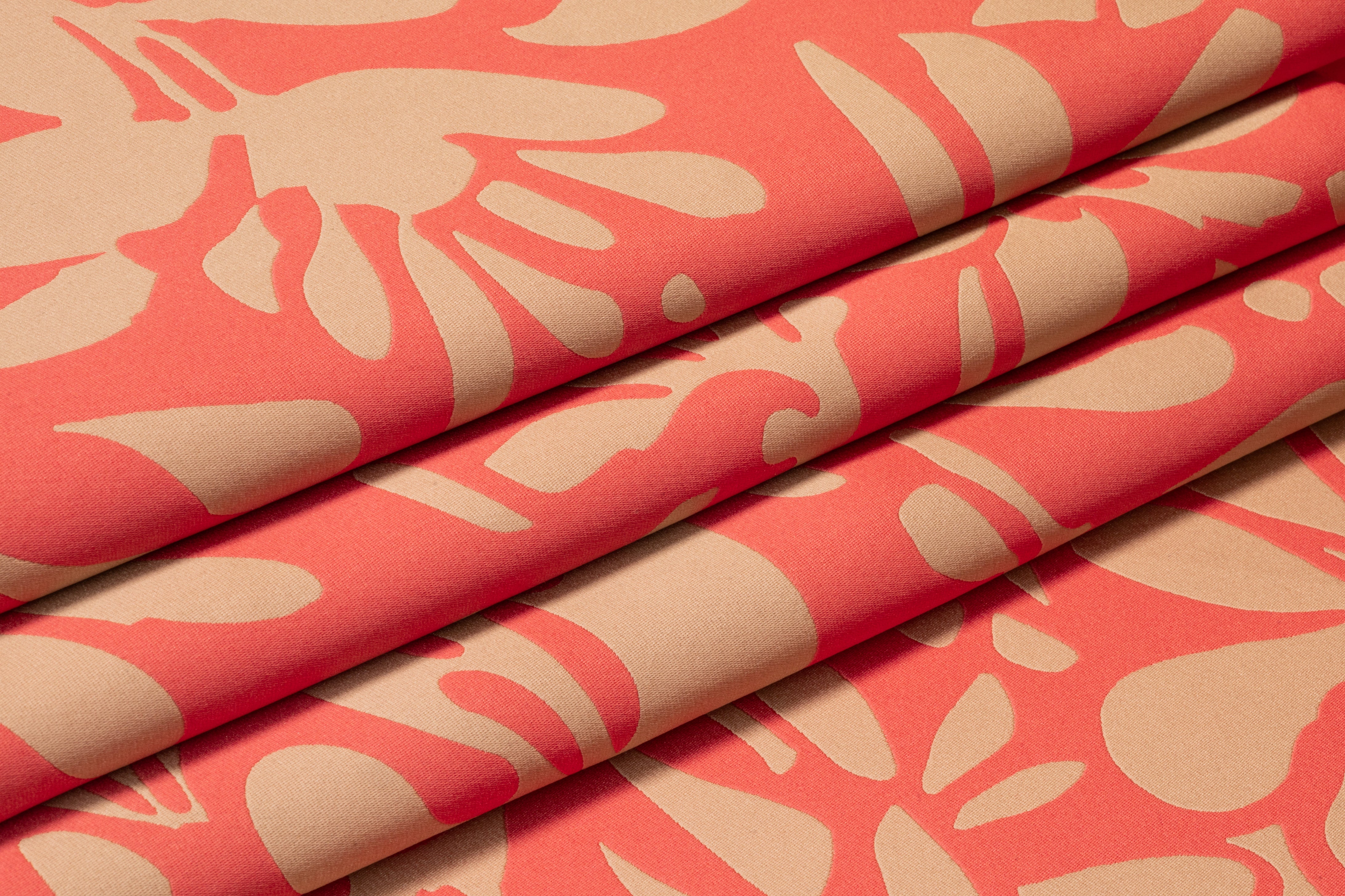 Carnet - Floral Double Faced Italian Silk Blend Brocade - Coral Pink / Beige