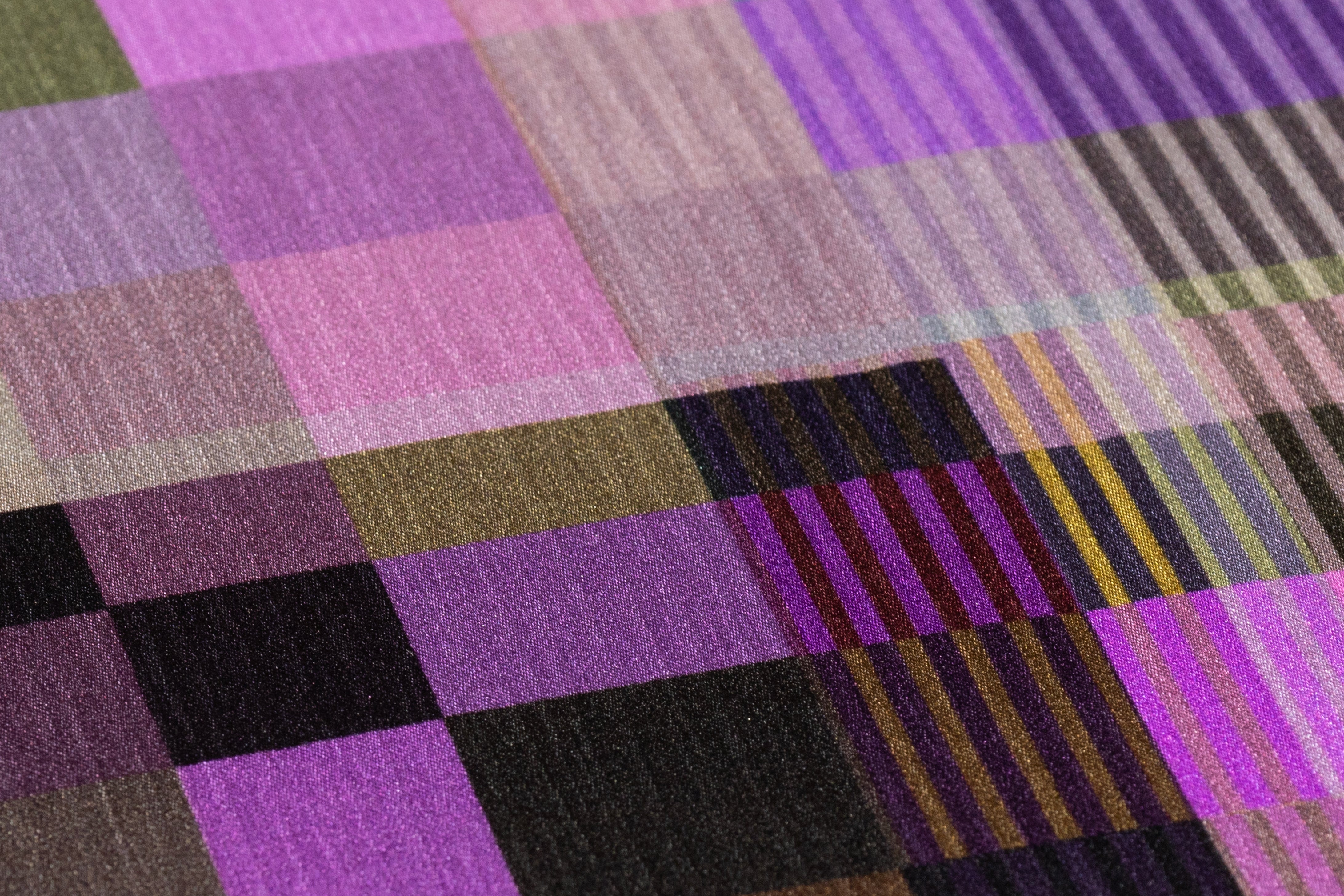 Geometric Italian Silk Charmeuse - Purple