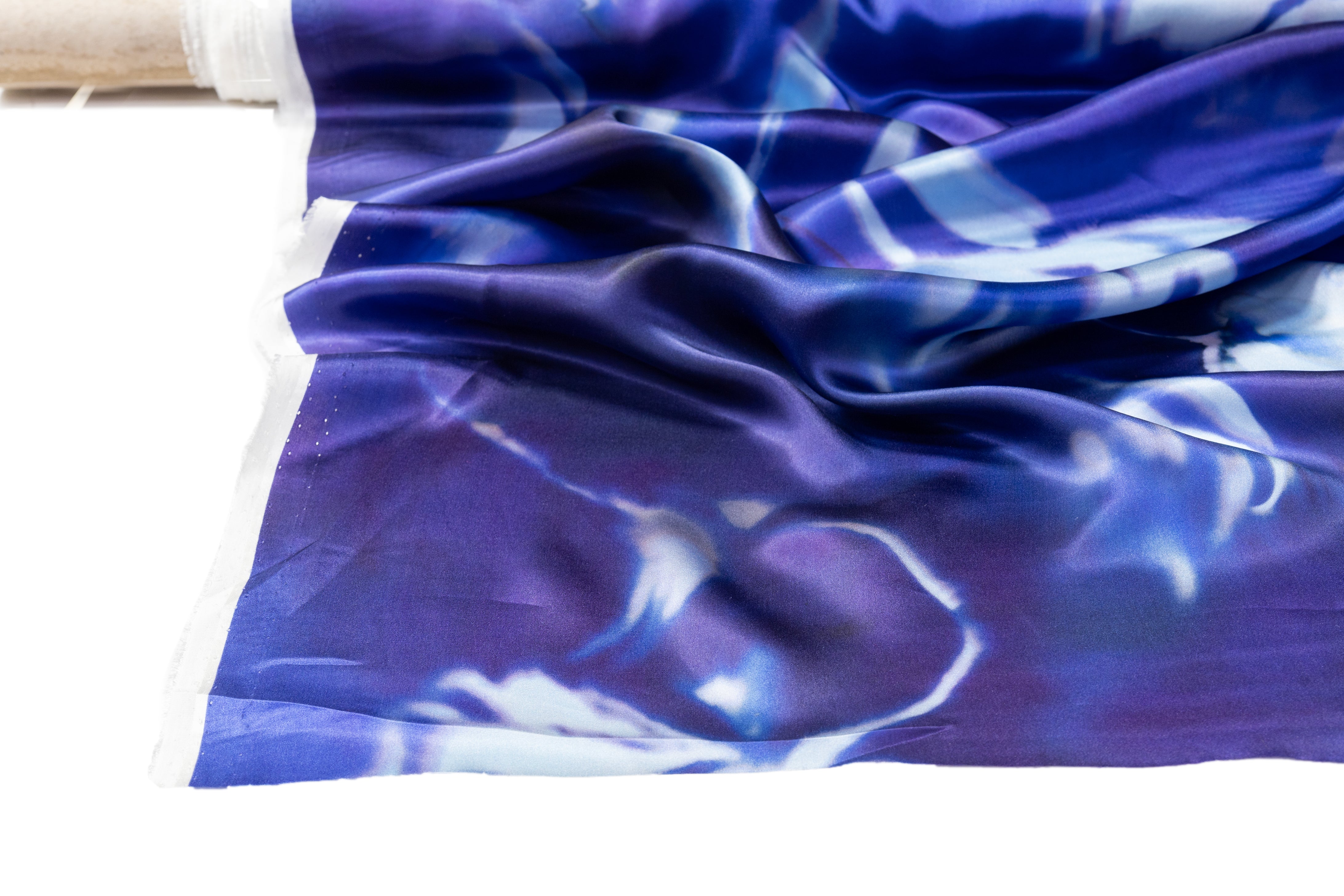 Floral Italian Silk Charmeuse - Blue