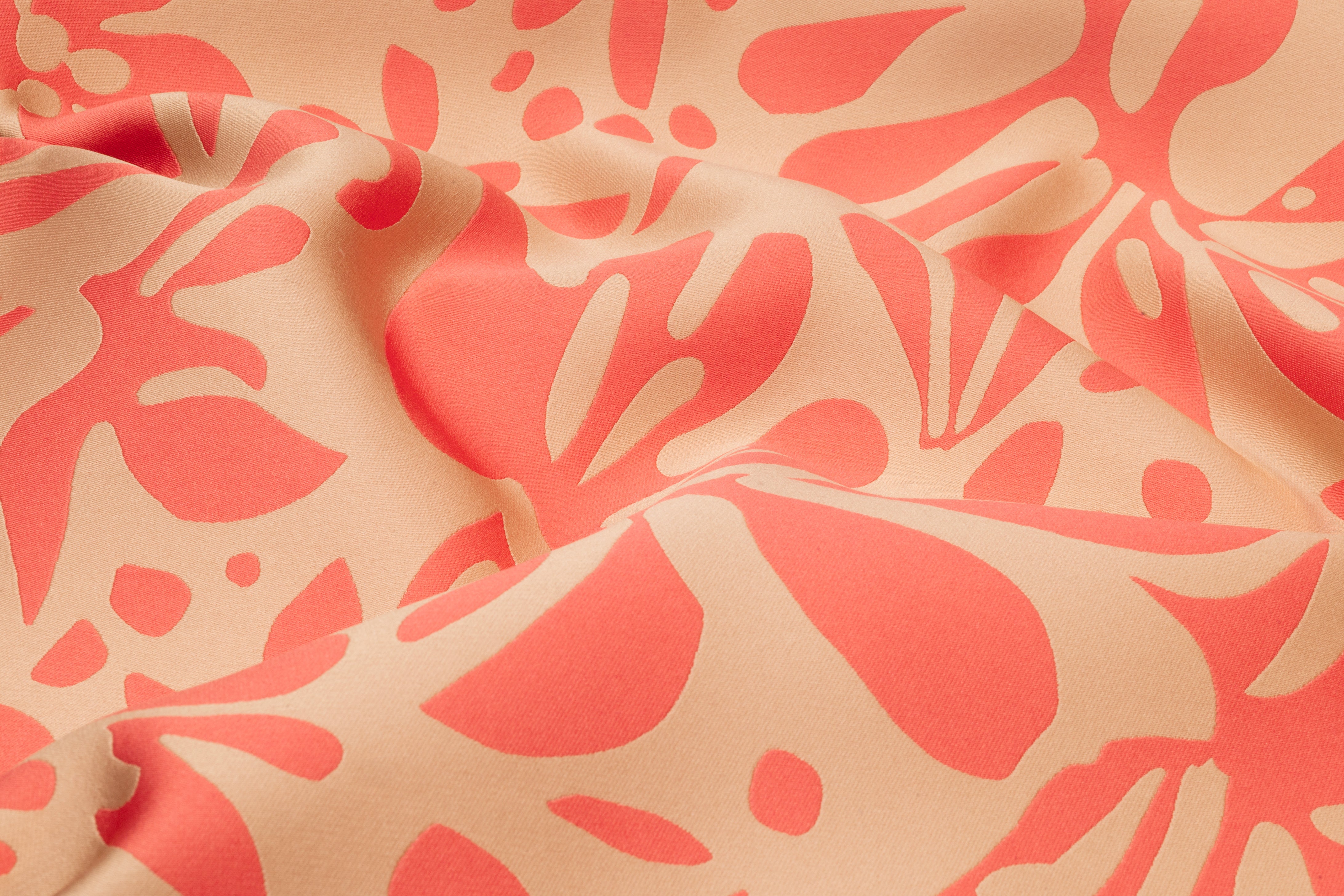 Carnet - Floral Double Faced Italian Silk Blend Brocade - Coral Pink / Beige
