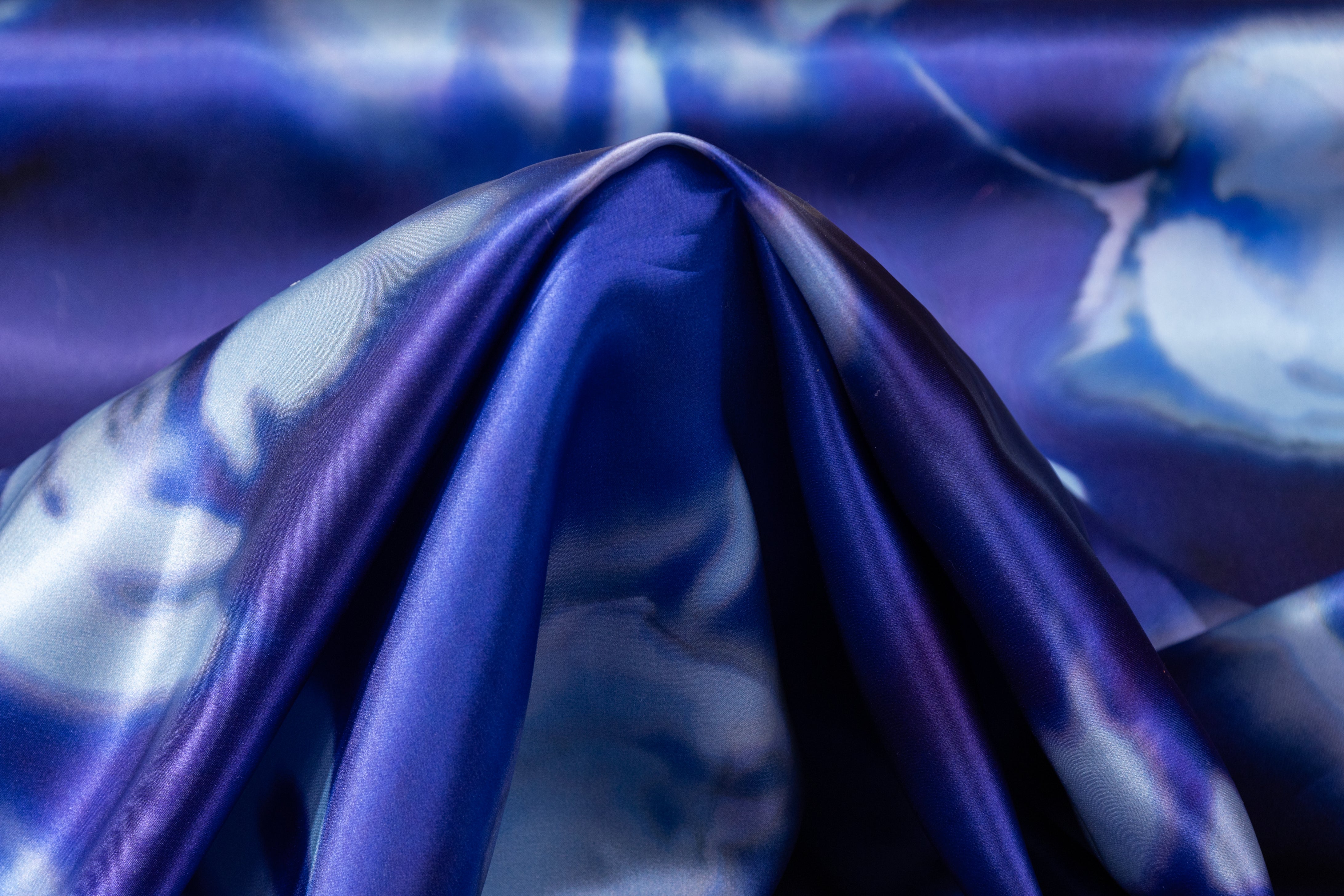 Floral Italian Silk Charmeuse - Blue